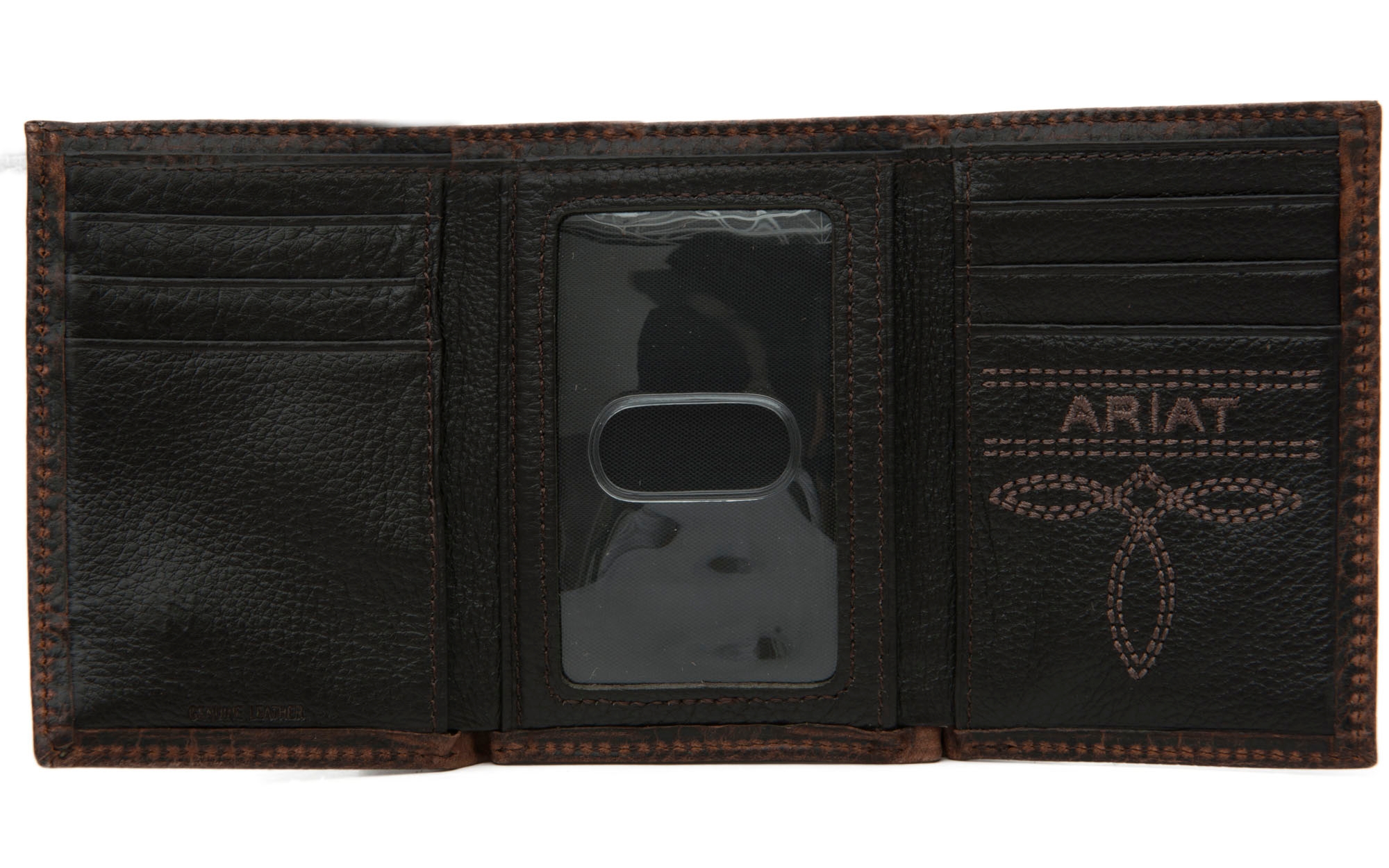 Ariat Performance Work Dark Brown with Small Shield Tri-Fold Wallet - Image 1