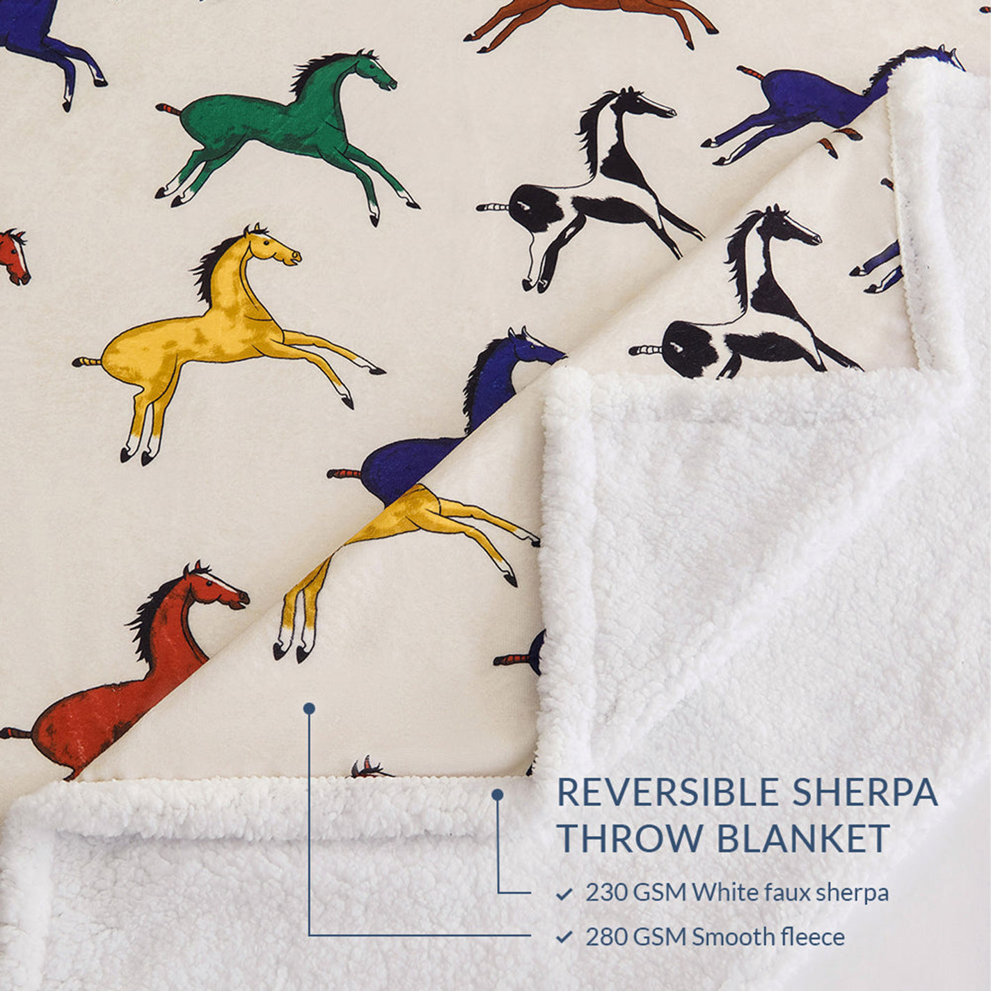 Indigo Hill Wild Horses Campfire Sherpa Throw - Image 4