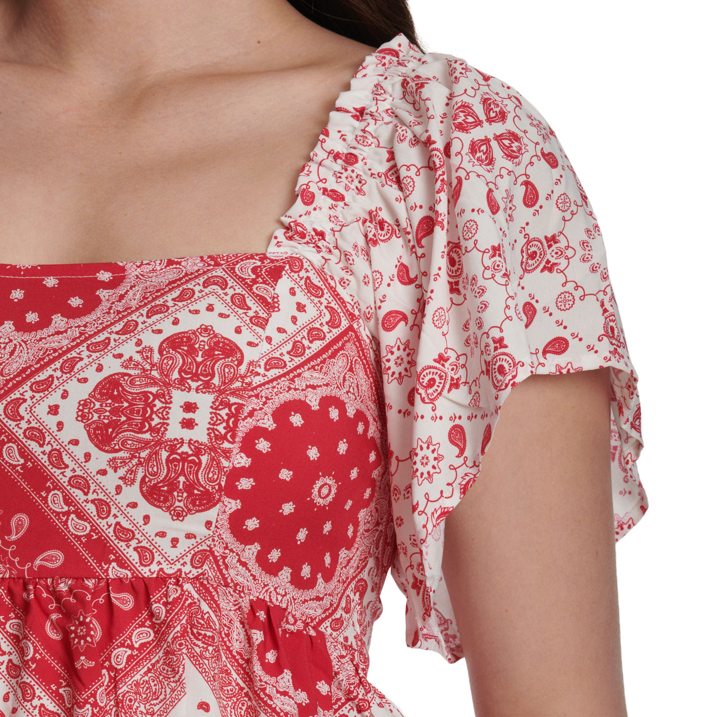 Cowgirl Hardware Women’s Red Bandana Ruffle Sleeve Top - Image 1