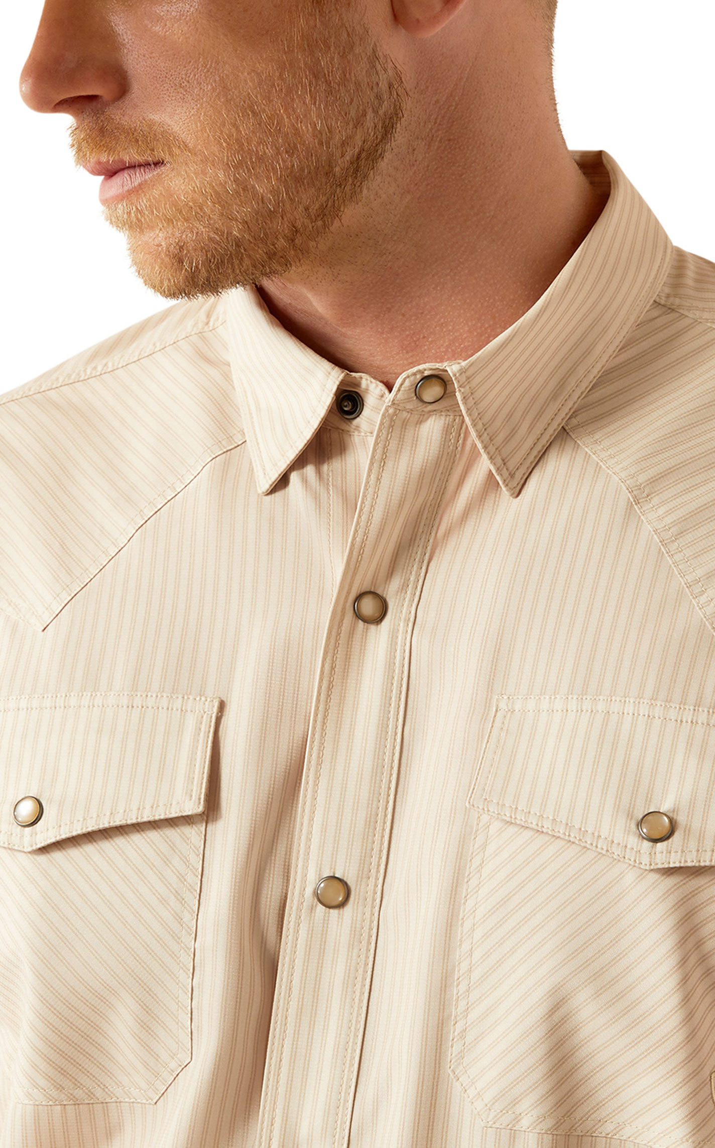 Ariat VentTek Latte Striped Western Shirt - Image 1
