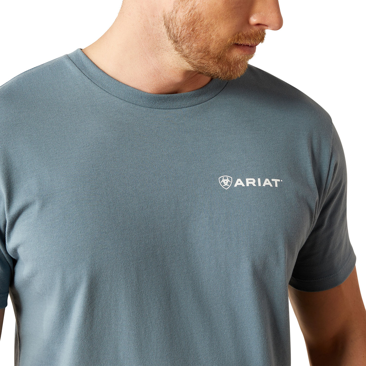 Ariat Men's Stone Blue Eagle Rock Aztec Logo Graphic T-Shirt - Image 1