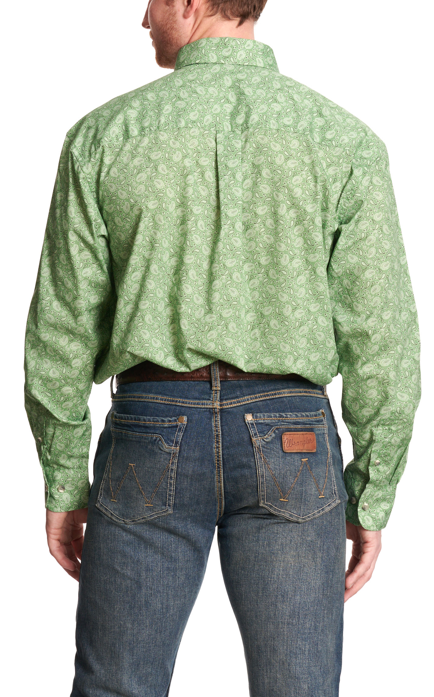 Wrangler Men's Classic Spring Green Paisley Western Shirt - Image 1