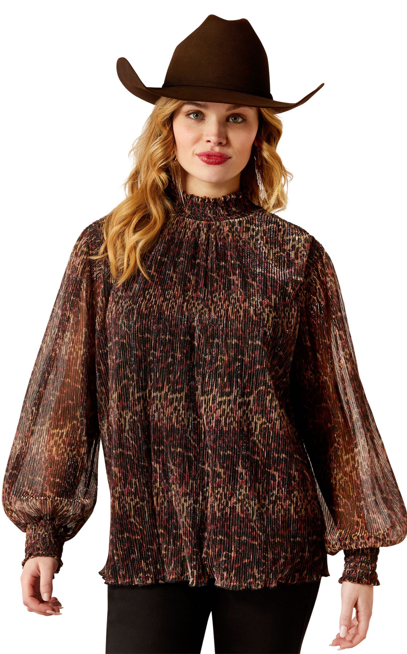 Ariat Women's Cranberry Leopard Print & Sparkle Top - Image 1