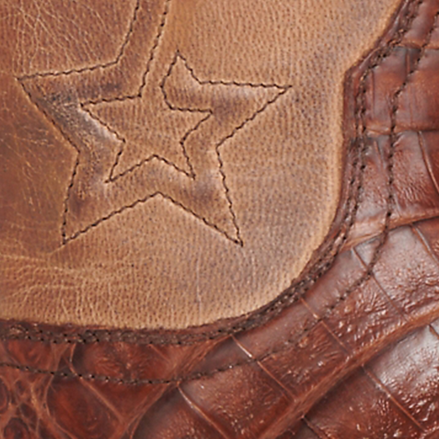 Black Jack Men's Tan and Tobacco Caiman Lone Star Wide Square Toe Exotic Cowboy Boots - Image 1