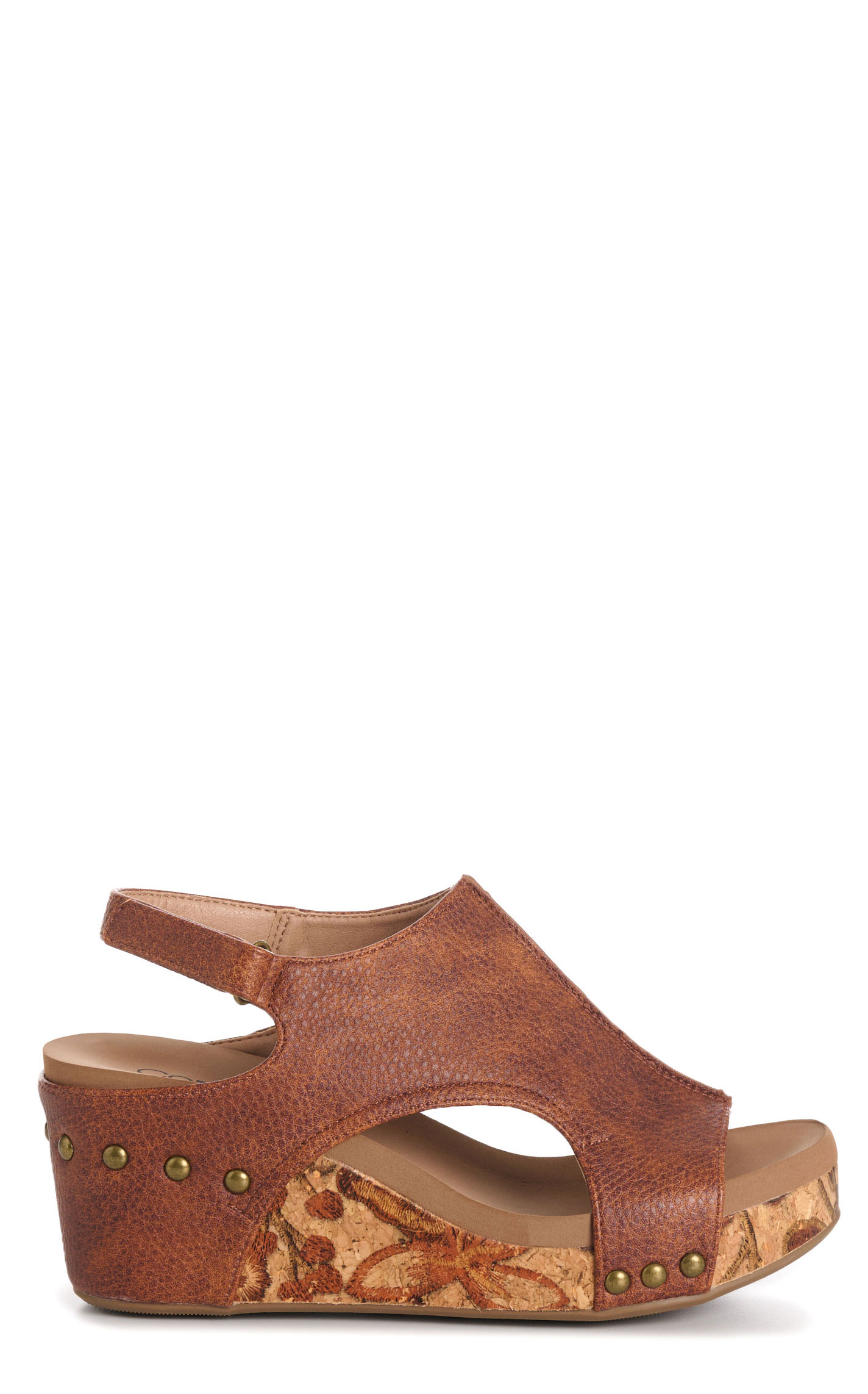 Corky's Women's Tan Carley Faux Leather Peep-Toe Wedge Sandal - Image 1