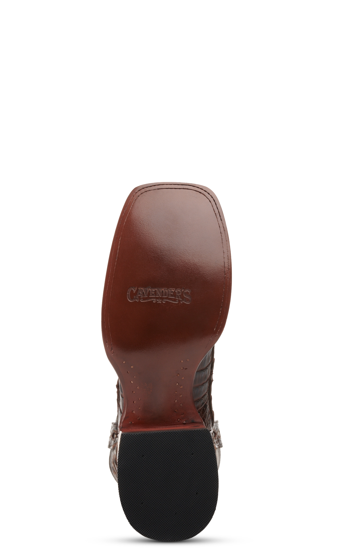 Cavender's Men's Chocolate and Cigar Caiman Tail Wide Square Toe Exotic Cowboy Boot - Image 1