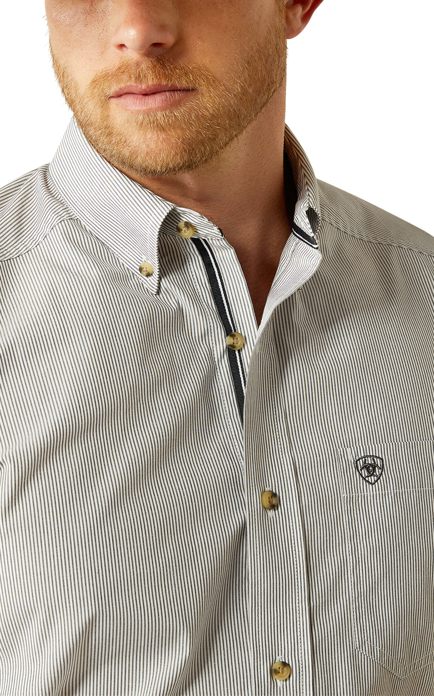Ariat Pro Series Men's Dayne Gray Tencel Stripe Print Shirt - Image 1