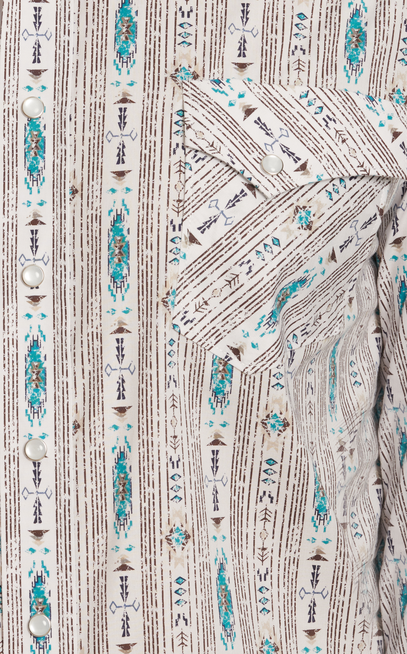 Panhandle Men's Rough Stock White & Turquoise Aztec Western Shirt - Image 1