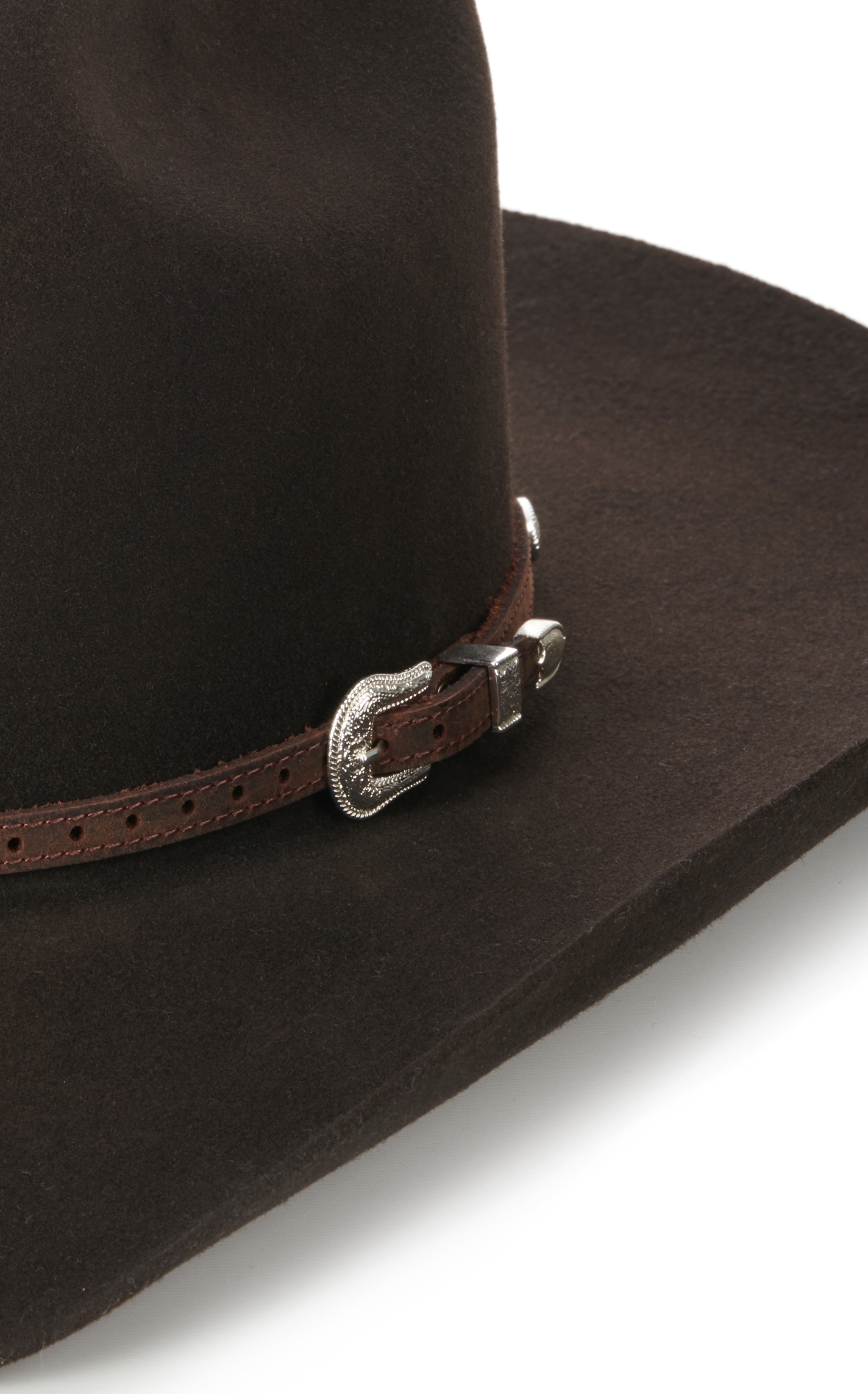 M & F Western Brown With Silver Oval Conchos Leather Hatband - Image 1