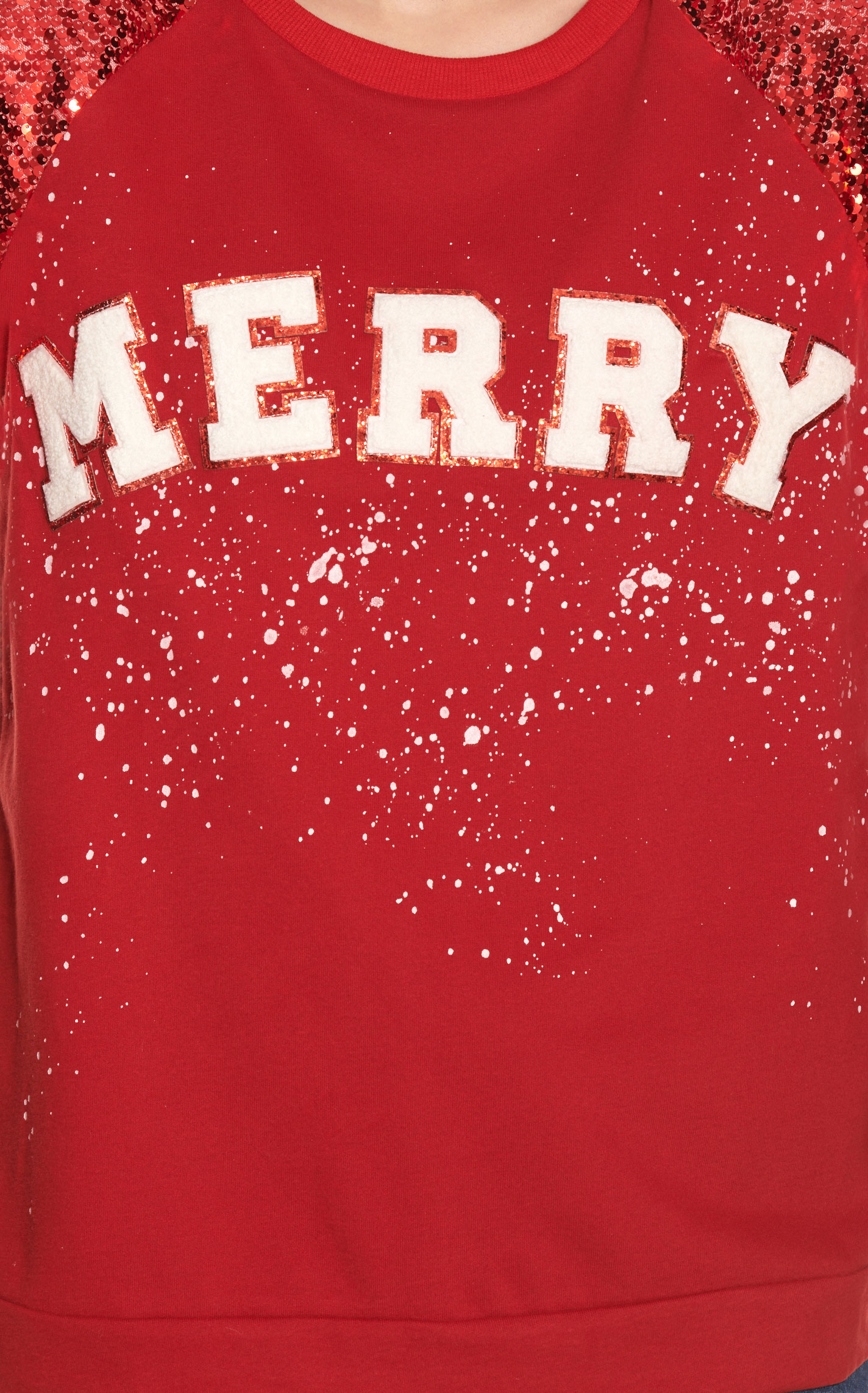 Daisy Rae by Southern Grace Women's Red Merry with Sequin Long Sleeves Top - Image 1