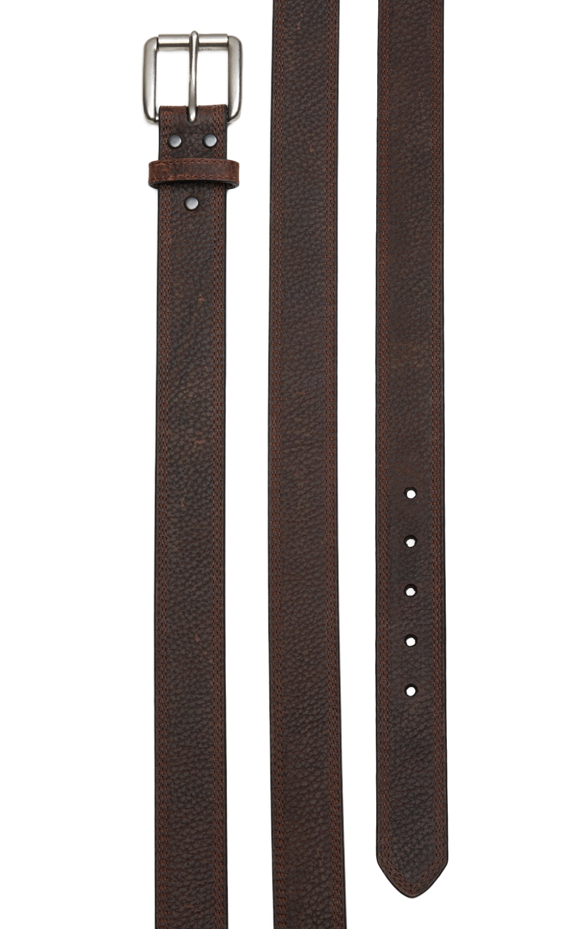 Ariat Men's Rowdy Brown Triple Stitch Basic Western Belt - Image 1