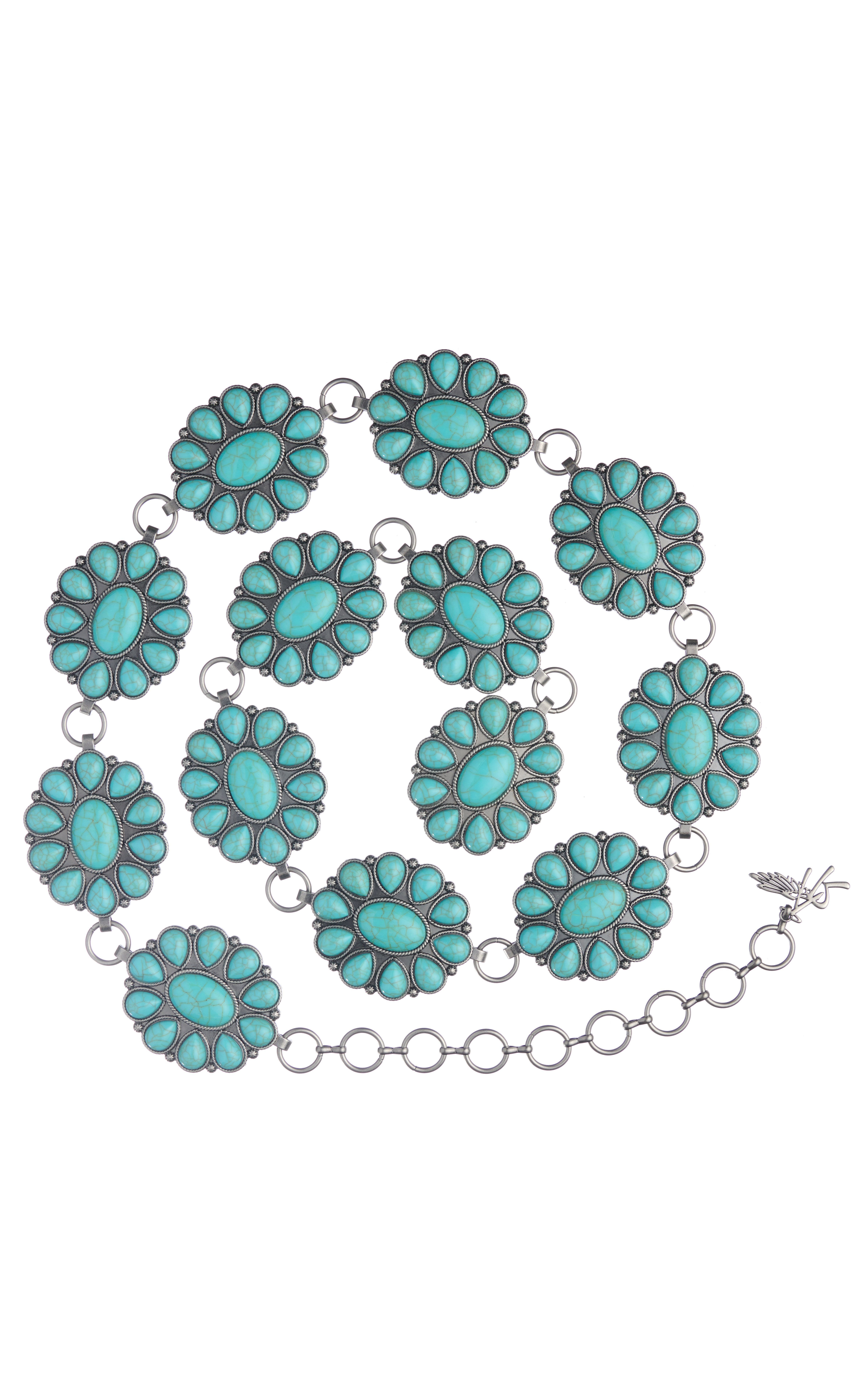 Angel Ranch Women's Turquoise Flower Concho Belt - Image 1