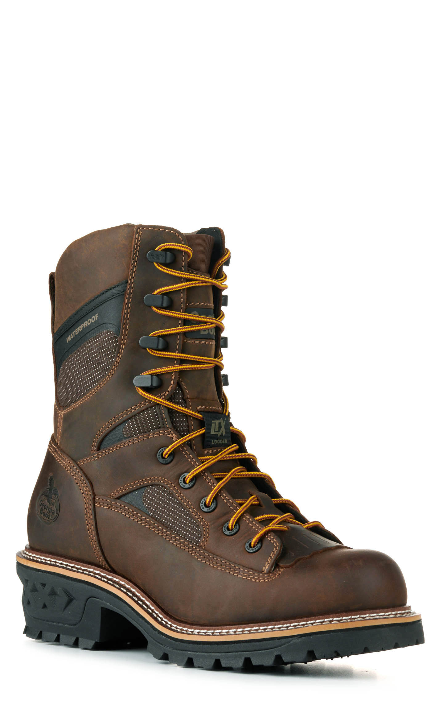 Georgia Men's LTX Logger Brown Waterproof Round Toe Lace Up Work Boots - Image 1