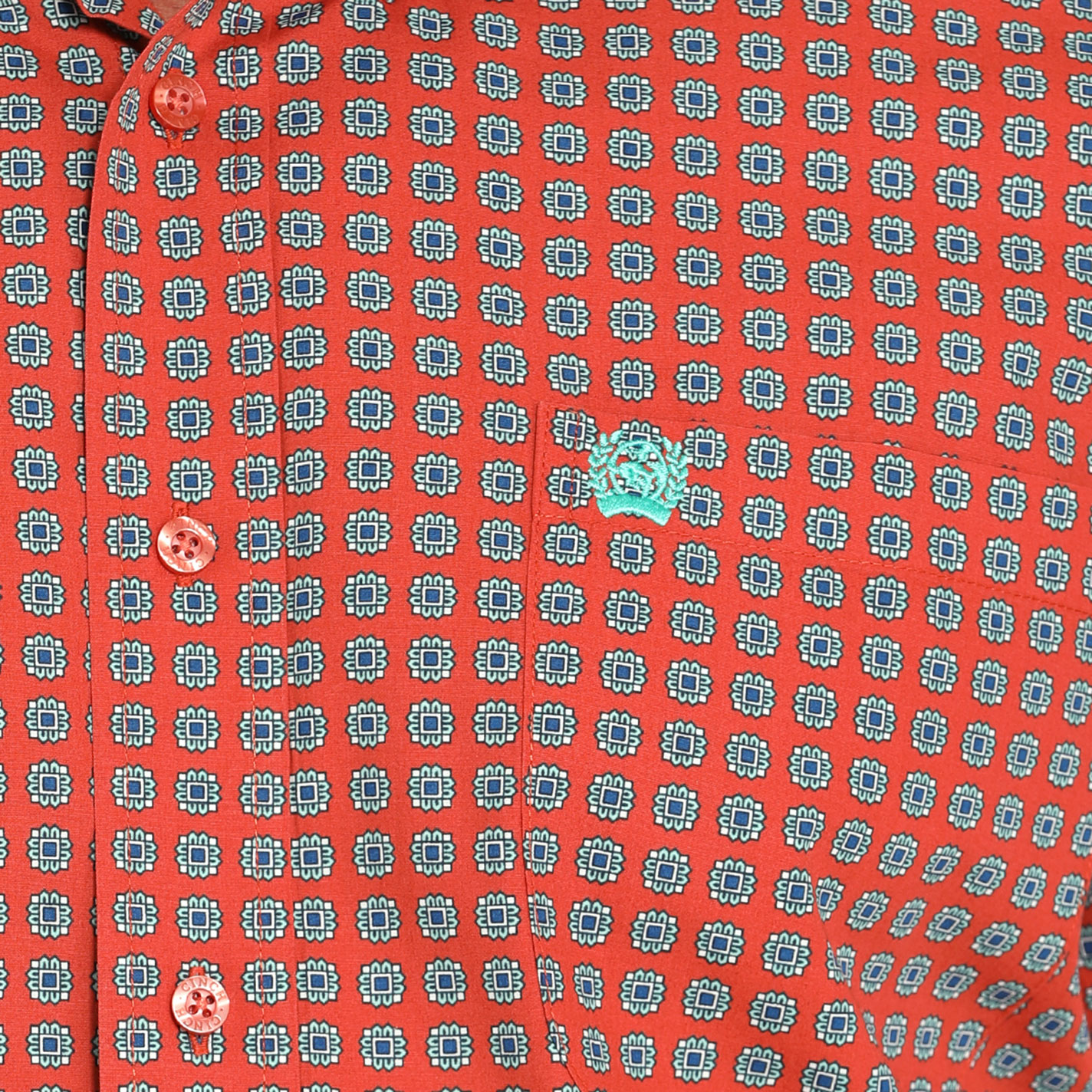 Cinch Men's Rust Red Geo Print Western Shirt - Image 1