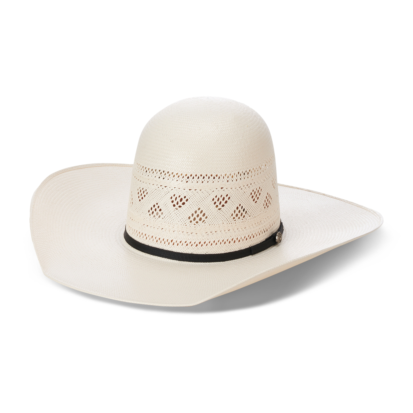 Rafter C Men's Shantung Ivory Diamond Vent Open Crown Cowboy Hat - Image 1