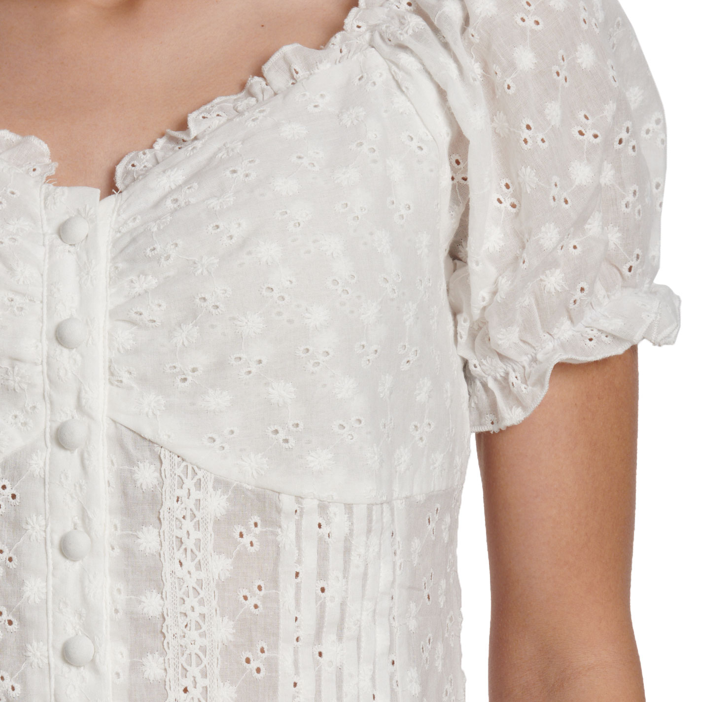 Cowgirl Hardware Women’s White Peasant Floral Eyelet Top - Image 1