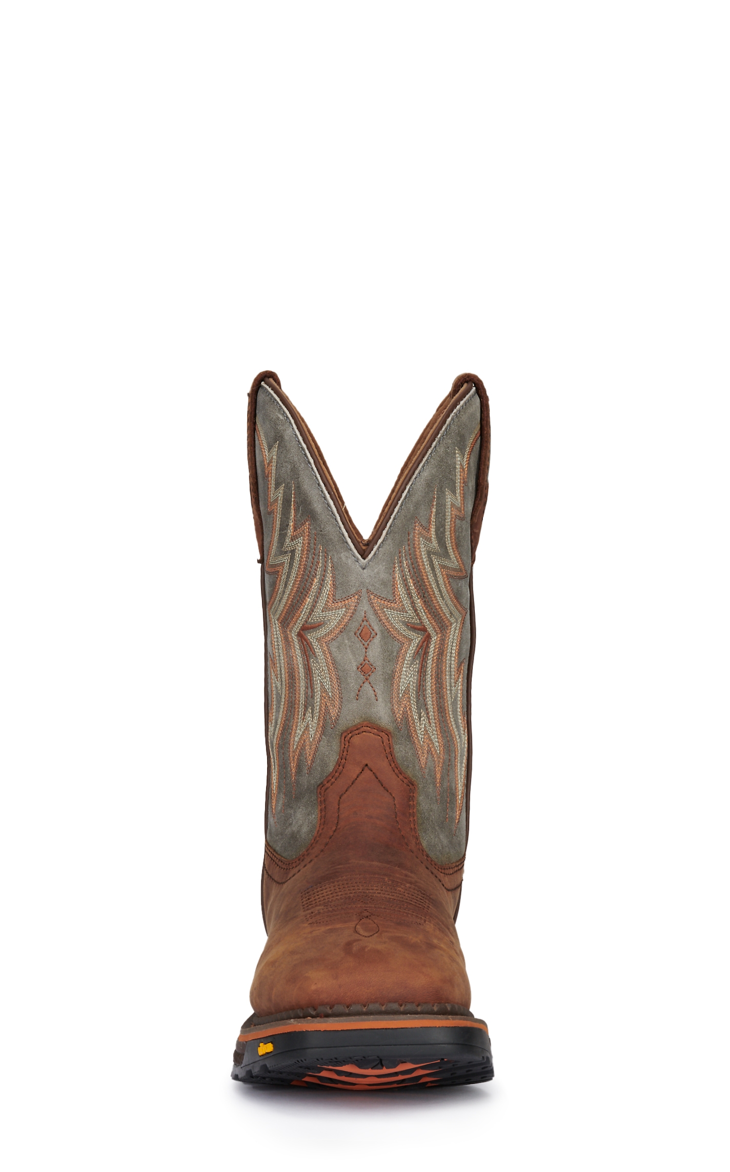 R. Watson Men's Brown and Gray Waterproof Wide Square Toe Cowboy Work Boot - Image 1