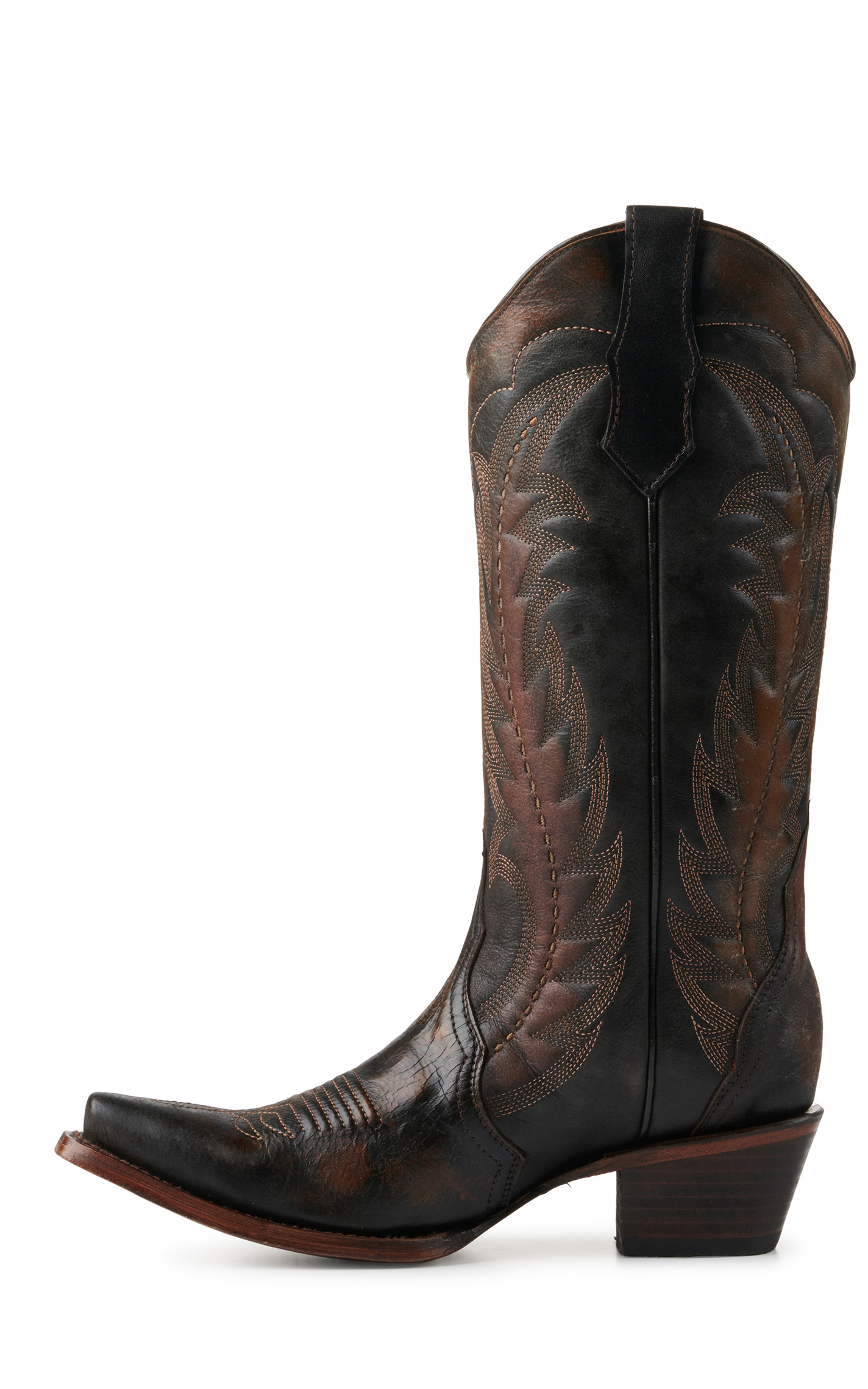 Circle G by Corral Women's Distressed Dark Brown with Embroidery & Triad Snip Toe Cowboy Boots - Image 1