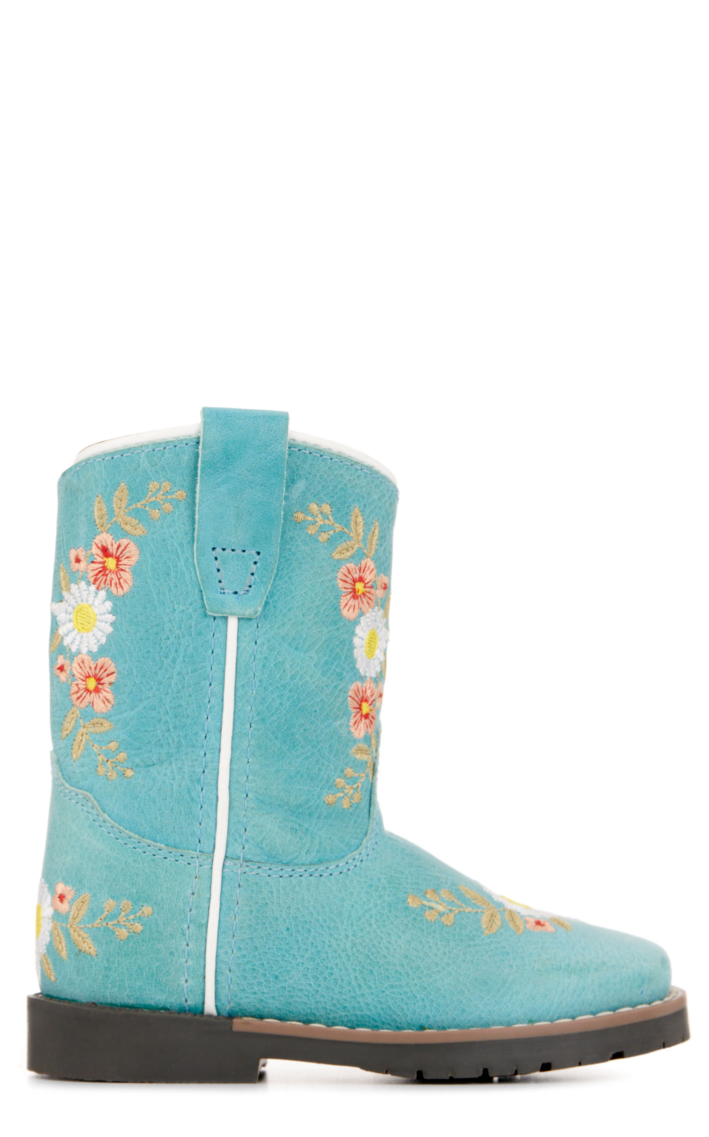 Smoky Mountain Toddler's Autry Turquoise with Floral Embroidery Wide Square Toe Cowboy Boots - Image 1