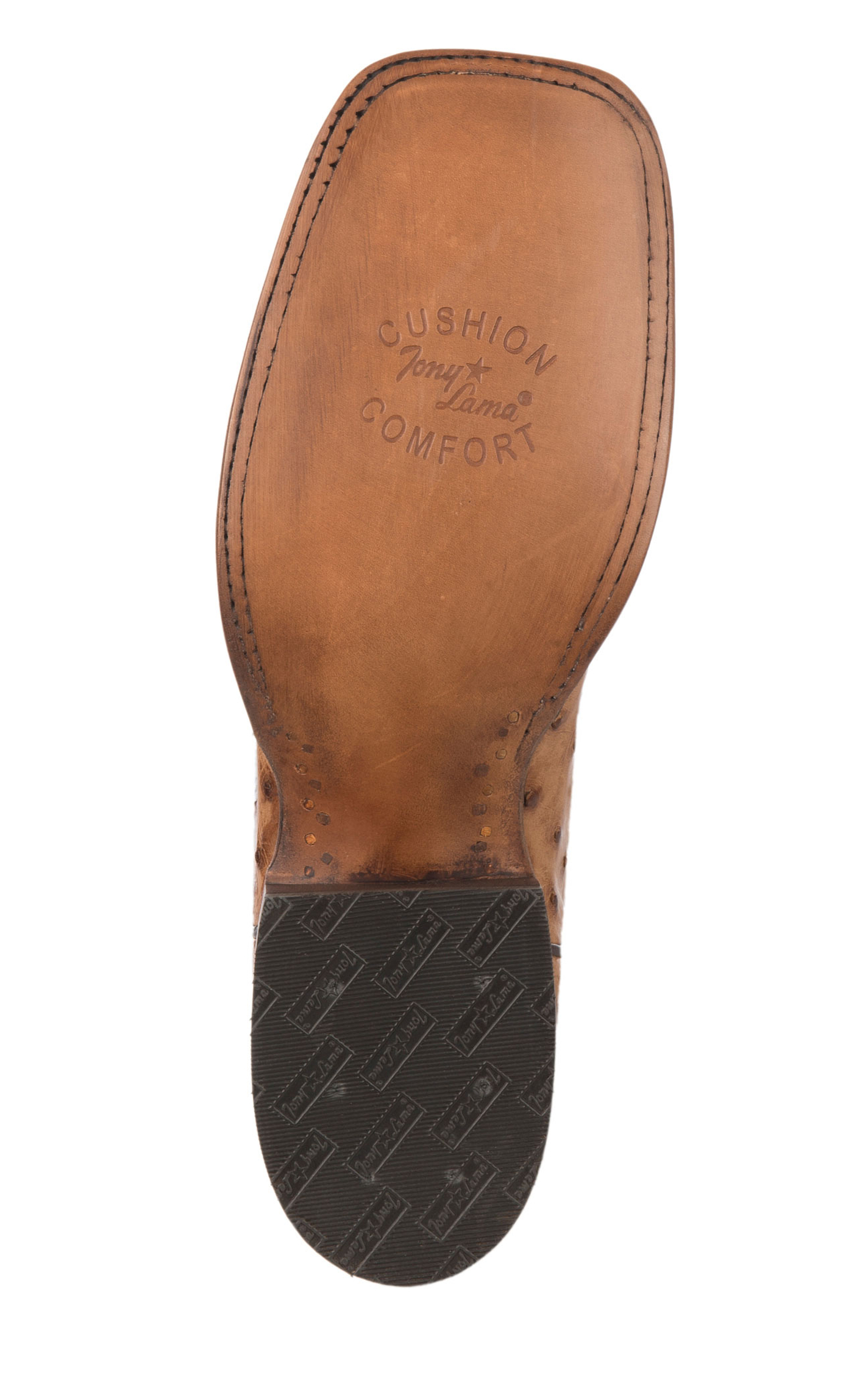 Tony Lama Men's Bourbon and Saddle Tan Full Quill Ostrich Wide Square Toe Exotic Cowboy Boot - Cavender's Exclusive - Image 1