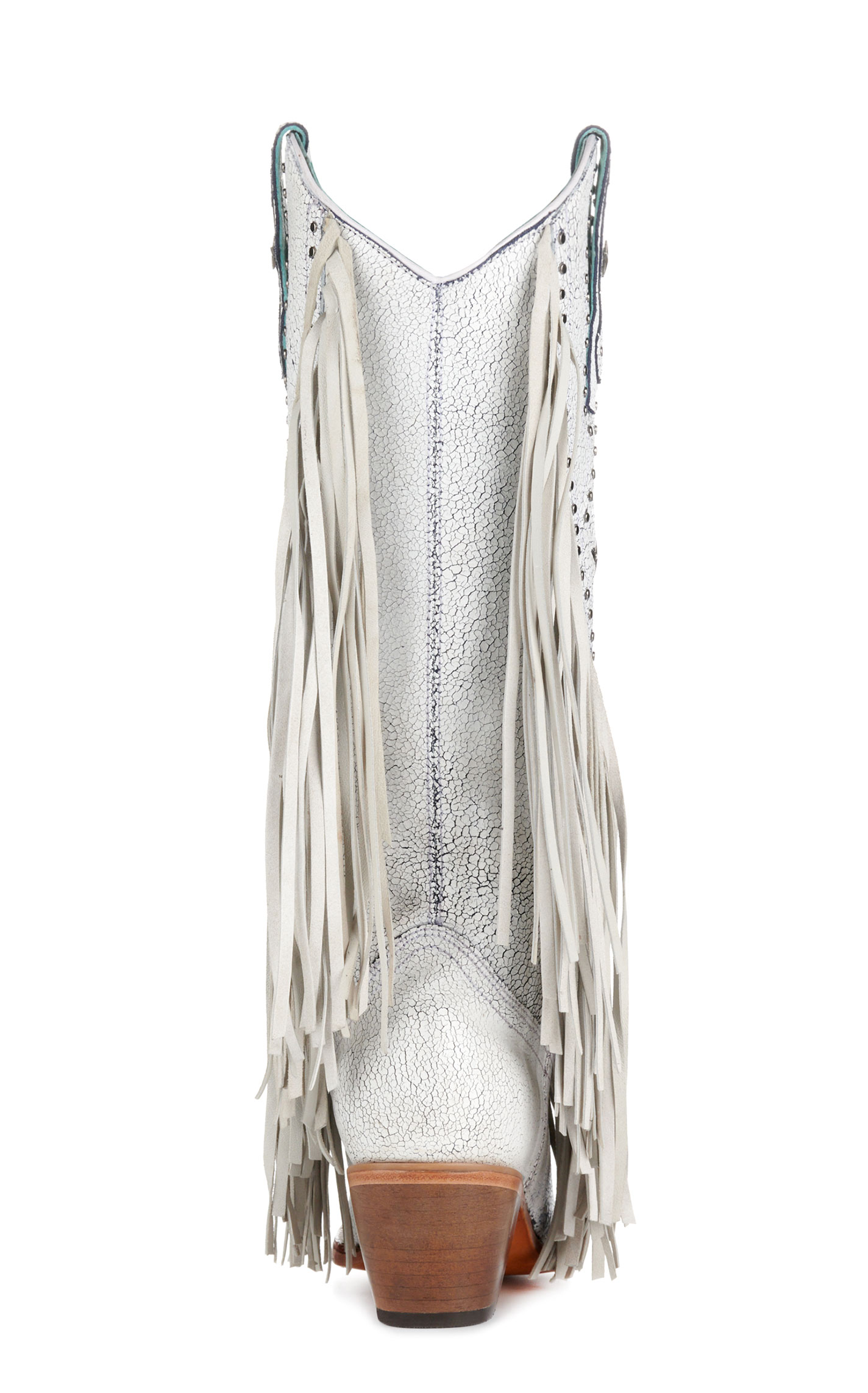 Corral Women's Crackled White with Stars and Fringe Snip Toe Cowboy Boots - Image 1