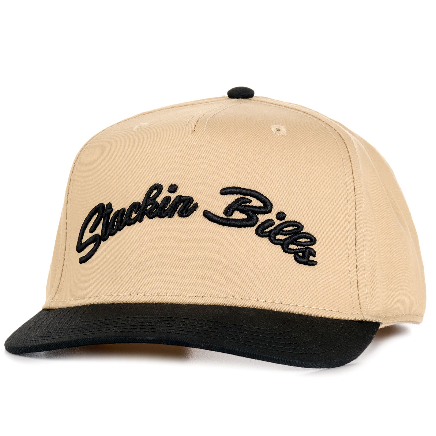 Stackin Bills Sand & Black Embroidered Logo Snapback Cap - Image 1