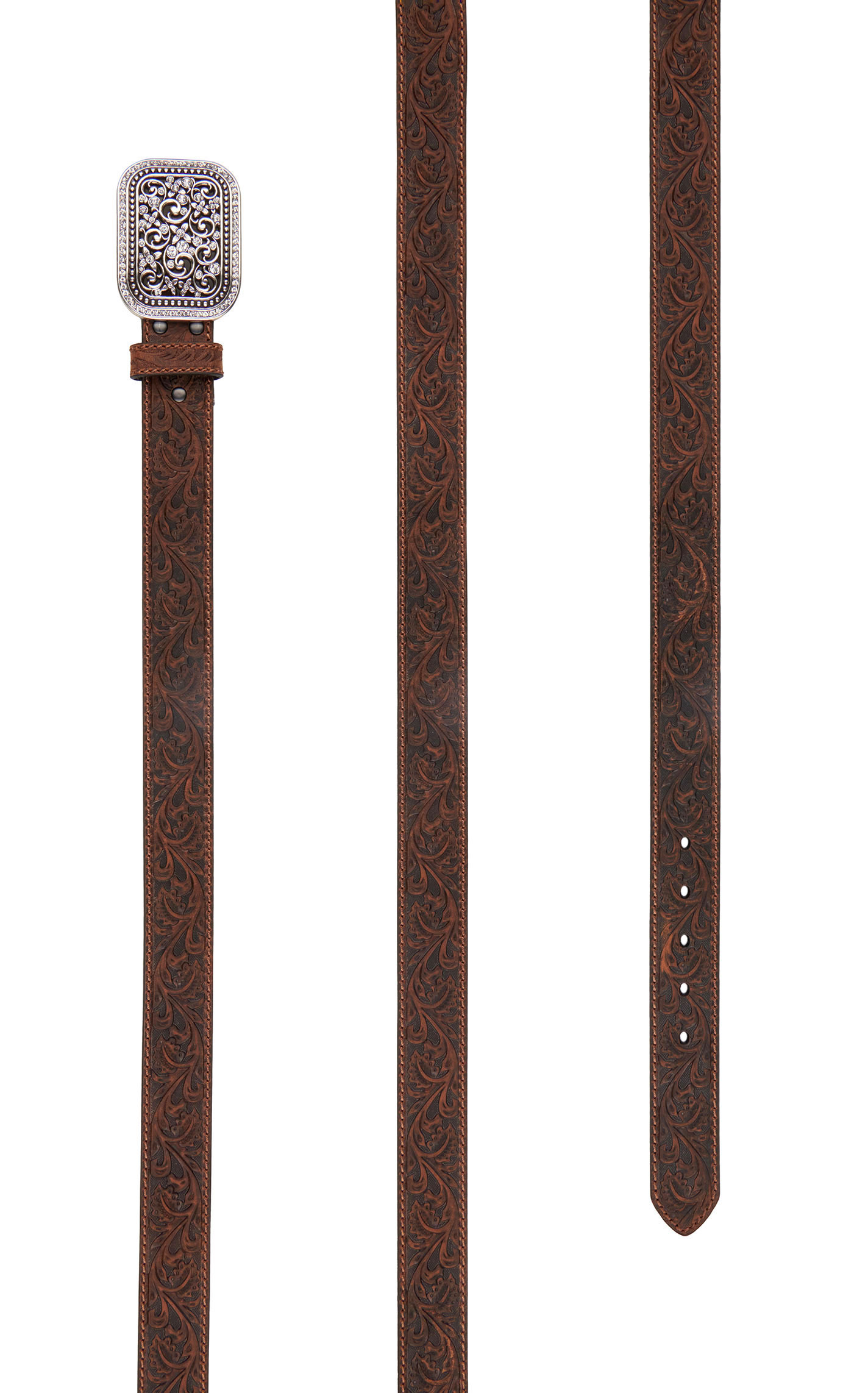Ariat Women's Medium Brown Rhinestone Filigree Belt - Image 1