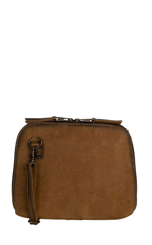 STS Ranchwear Chocolate & Cream Leather Cowhide Weezy Crossbody Bag - Image 1