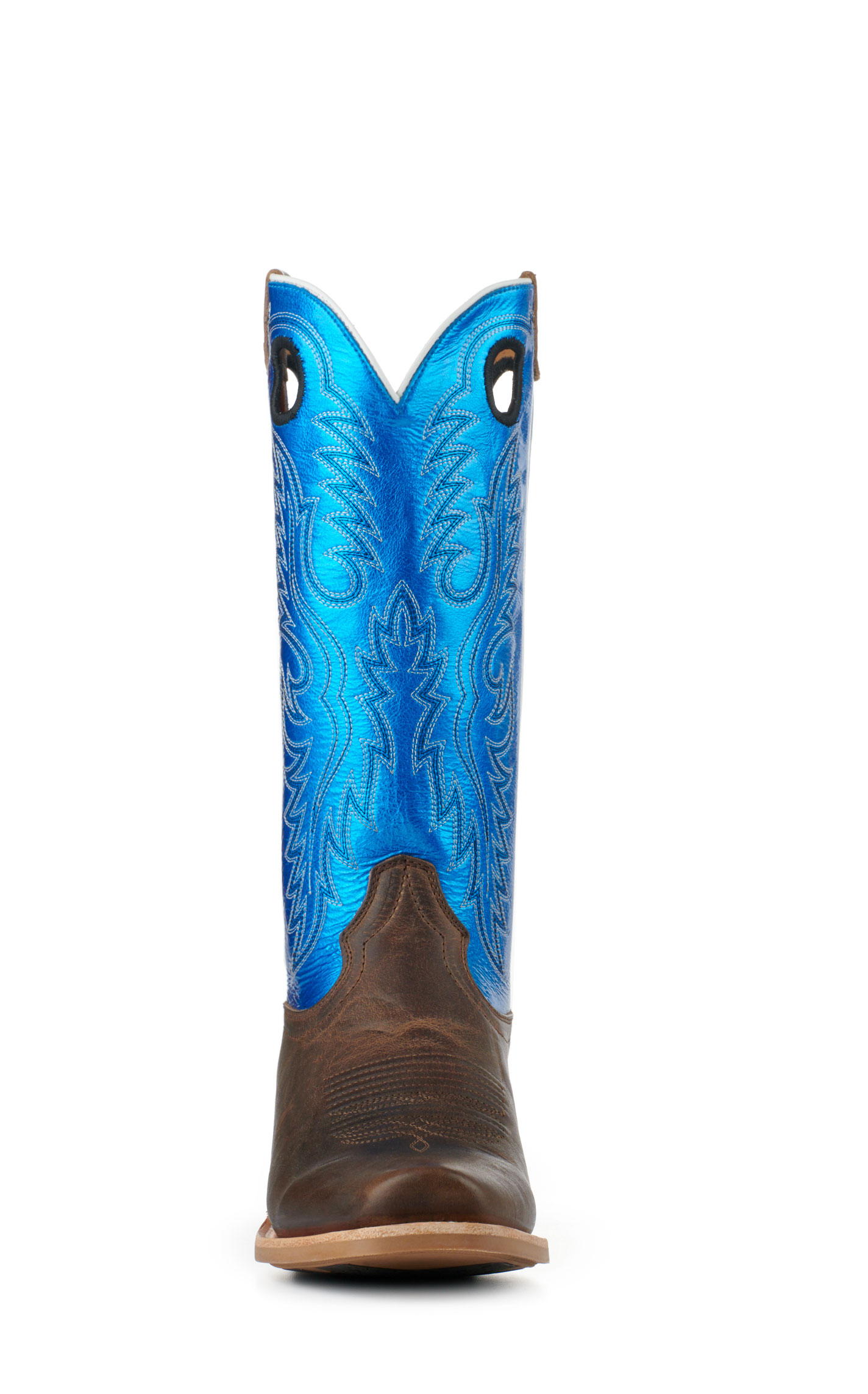 Ariat Men's Ringer Tobacco and Bright Blue TekStep Punchy Square Toe Cowboy Boots - Image 1