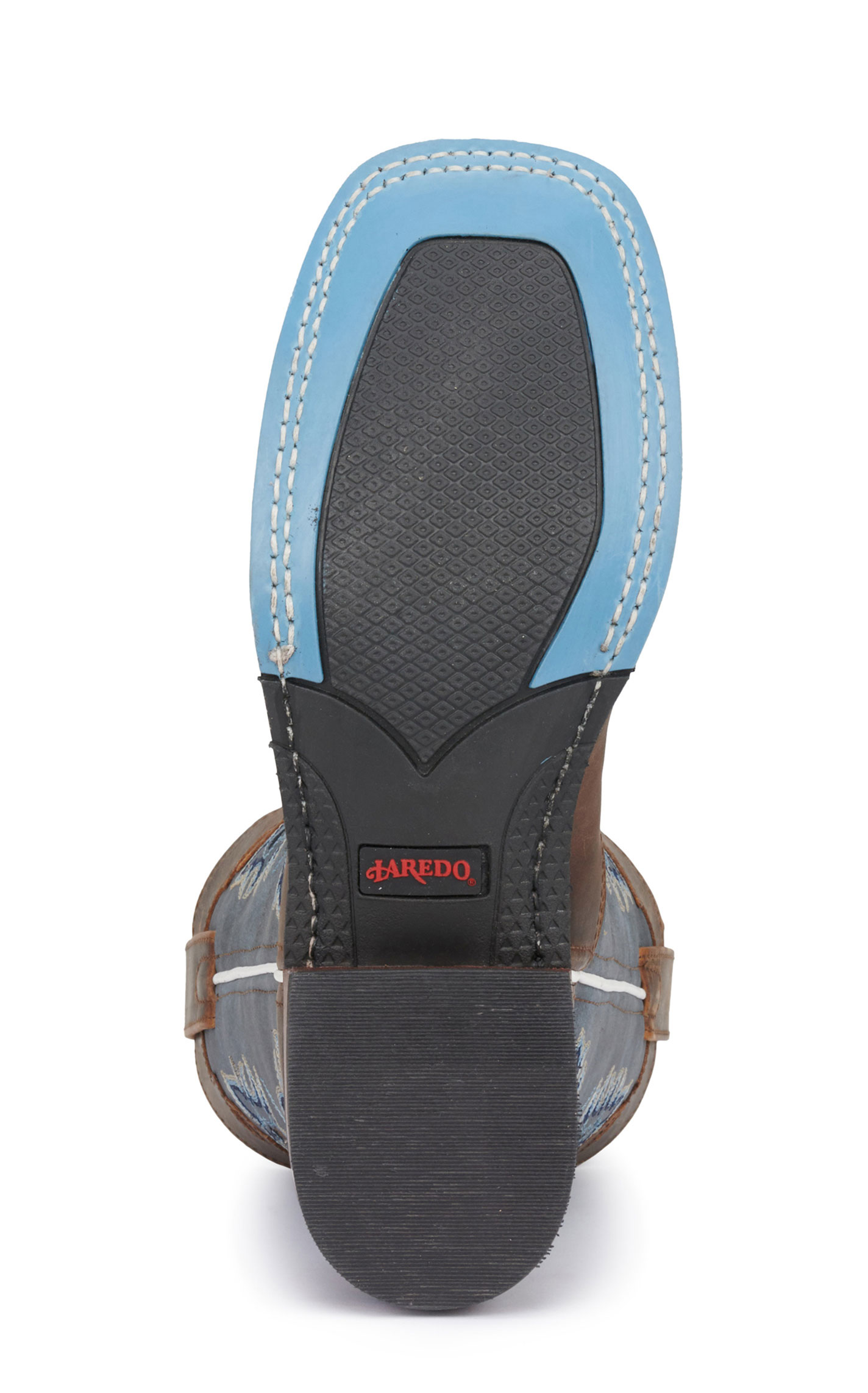 Laredo Women's Isla Tan Distressed Leather with Blue Denim Top Square Toe Cowboy Boots - Image 1