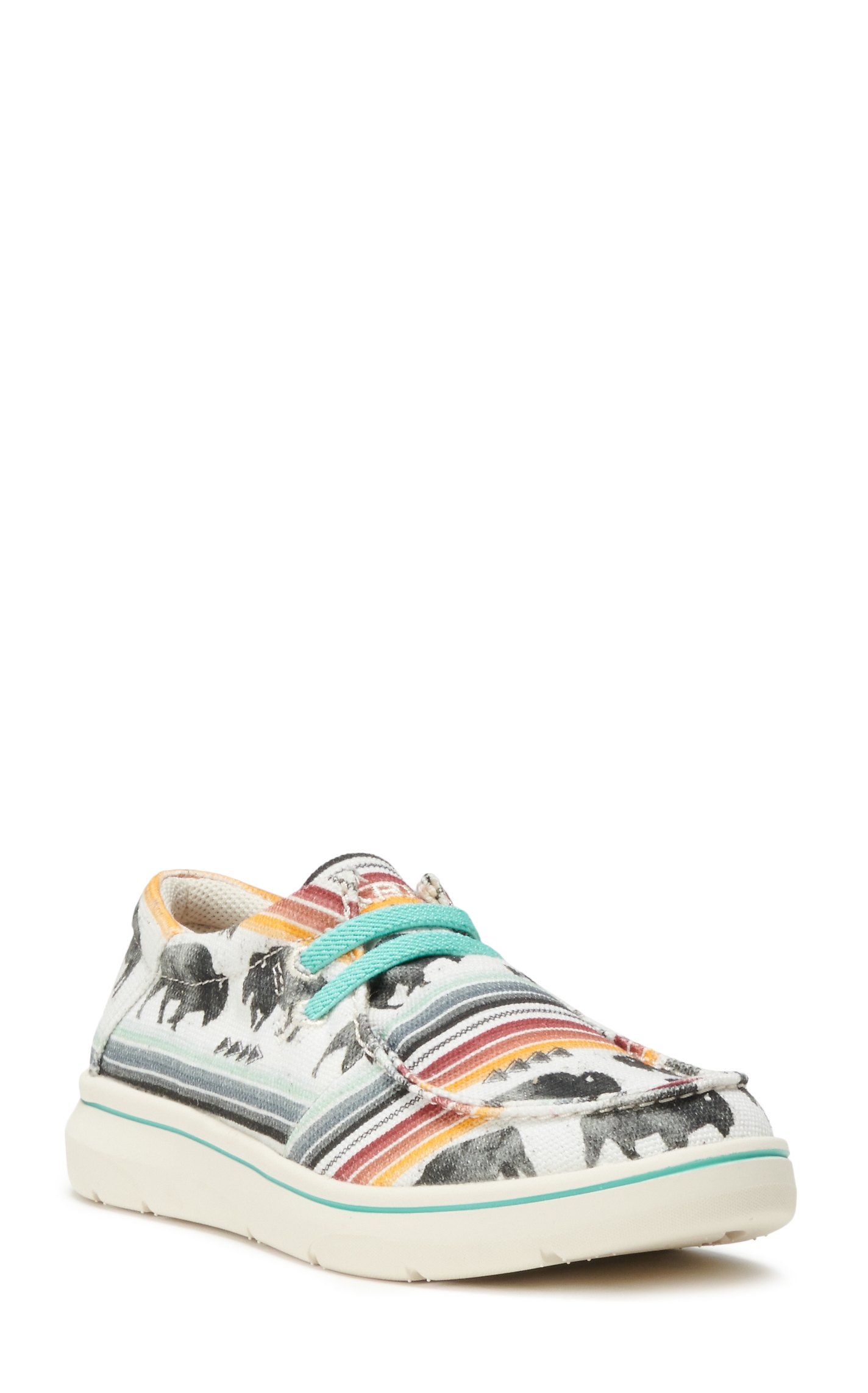 Ariat Kids' Hilo White Buffalo Print Canvas Lace Up Casual Shoes - Image 1