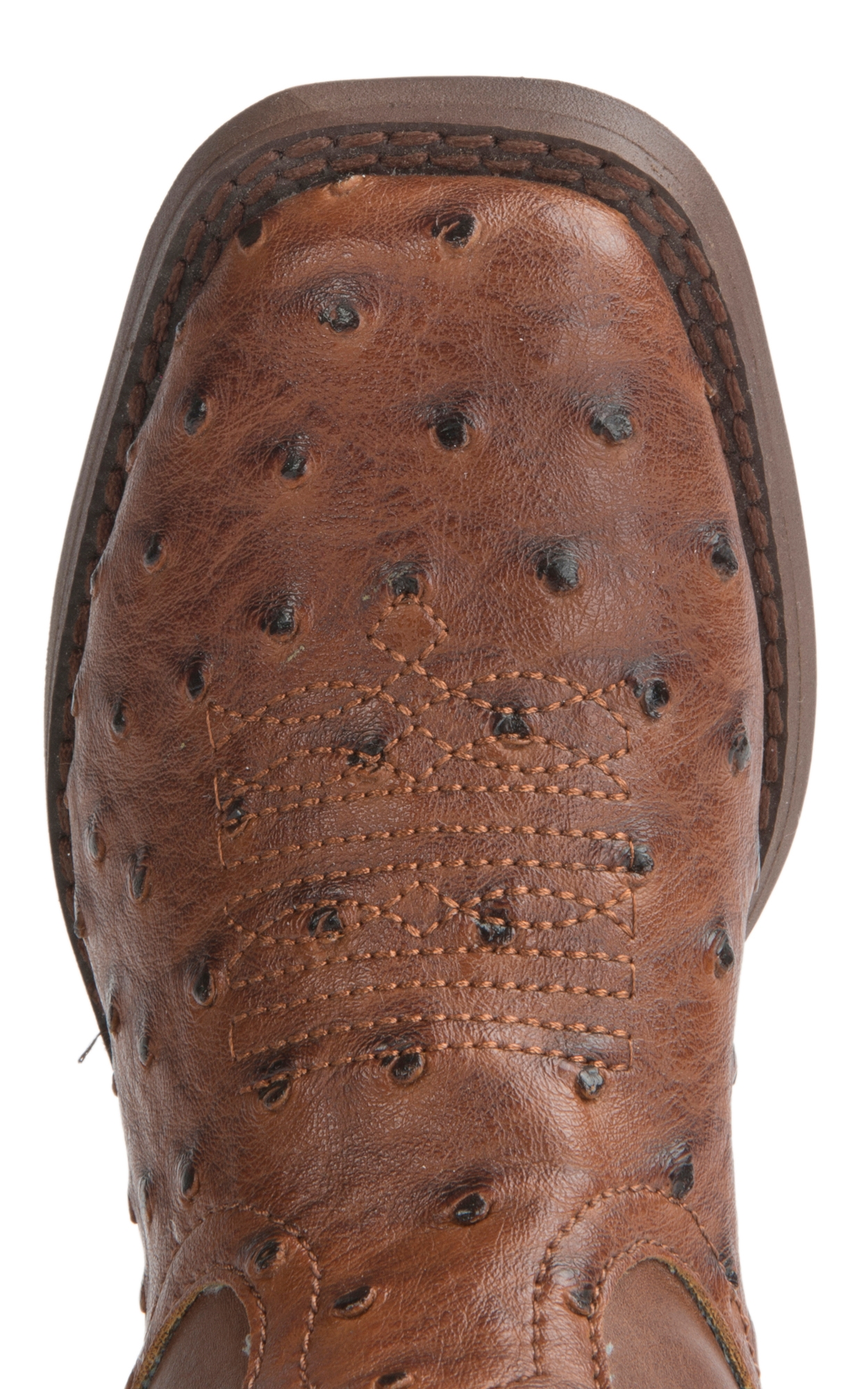 Roper Kids Brown Ostrich Print Square Toe Cowboy Boots - Image 1