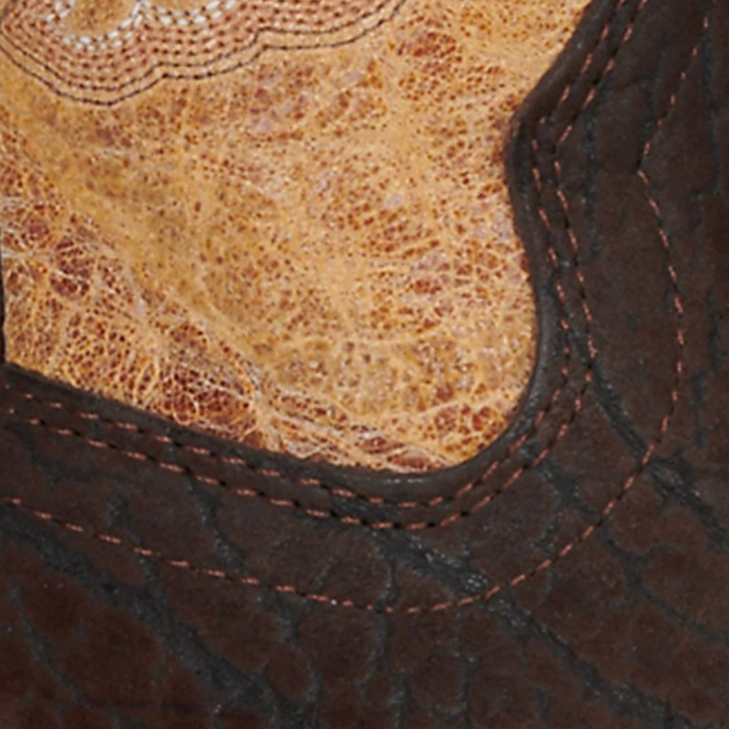 Hondo Men's Chocolate Nubuck Bullhide and Tan Wide Square Toe Cowboy Boots - Image 1