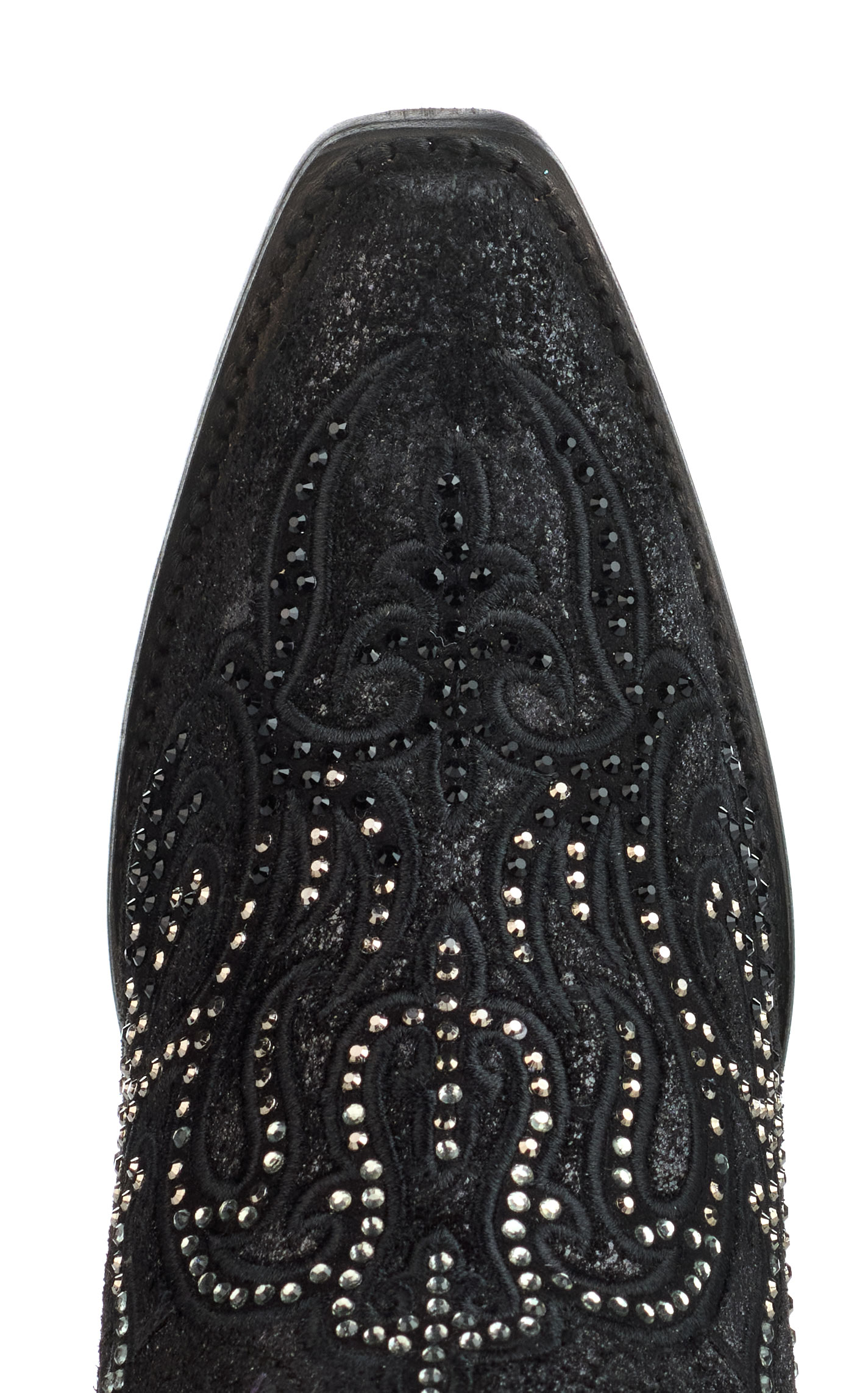Corral Women's Black with Crystals Snip Toe Tall Cowboy Boots - Image 1
