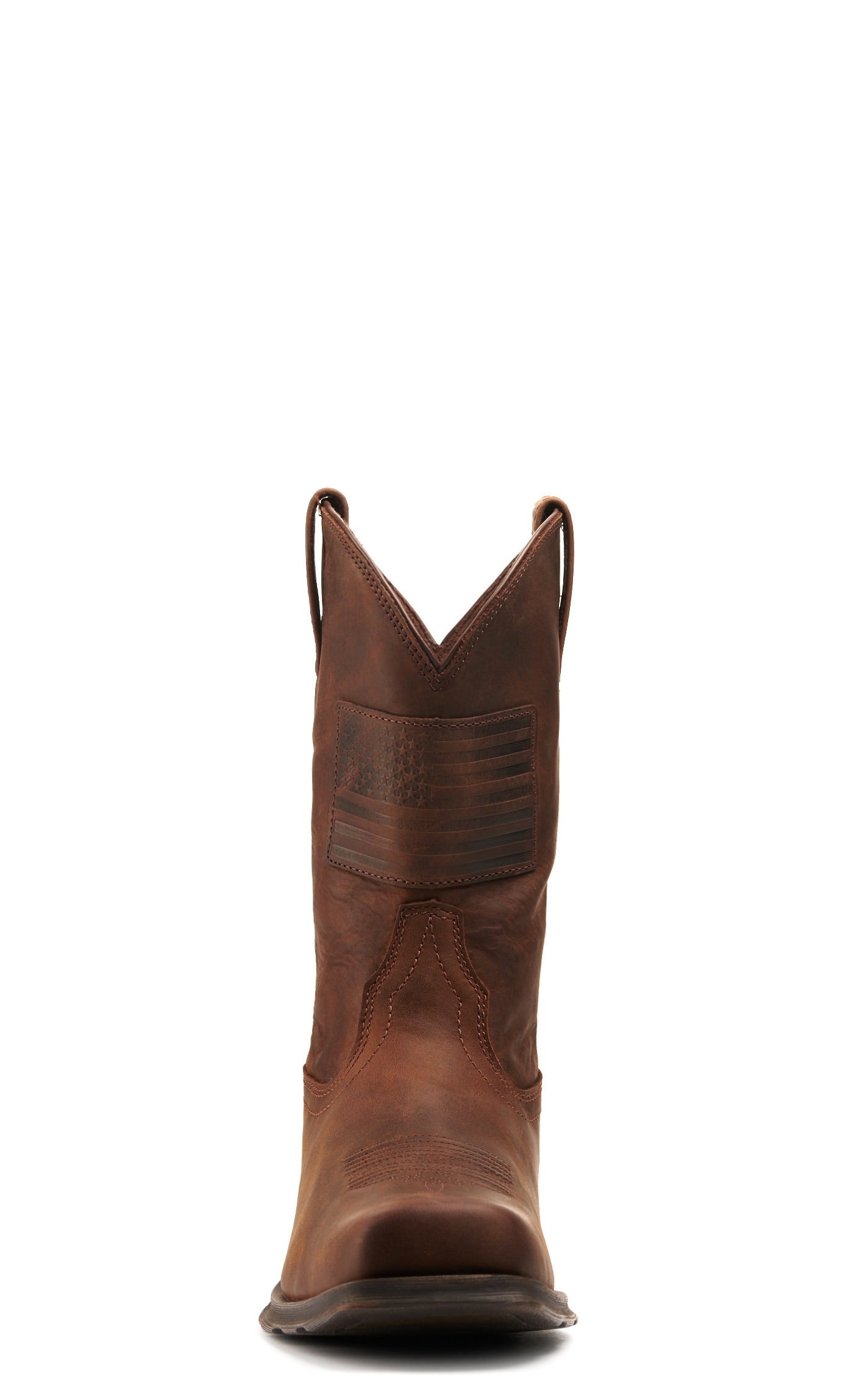 Ariat Men's Rambler Patriot Distressed Brown with Flag Patch Bantamweight Square Toe Cowboy Boot - Image 1