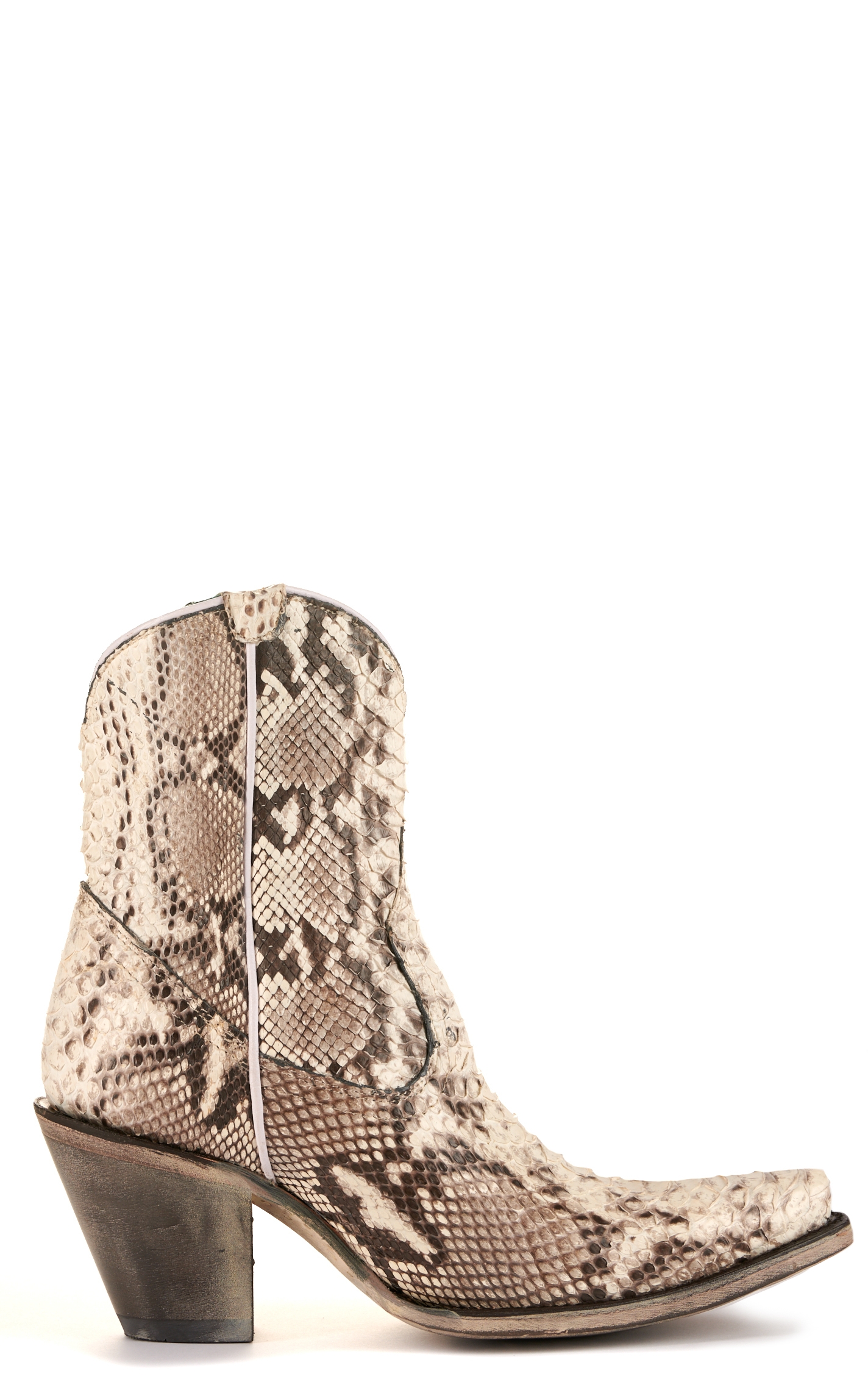 Corral Women's Natural Full Python Snip Toe Exotic Cowboy Booties - Image 1