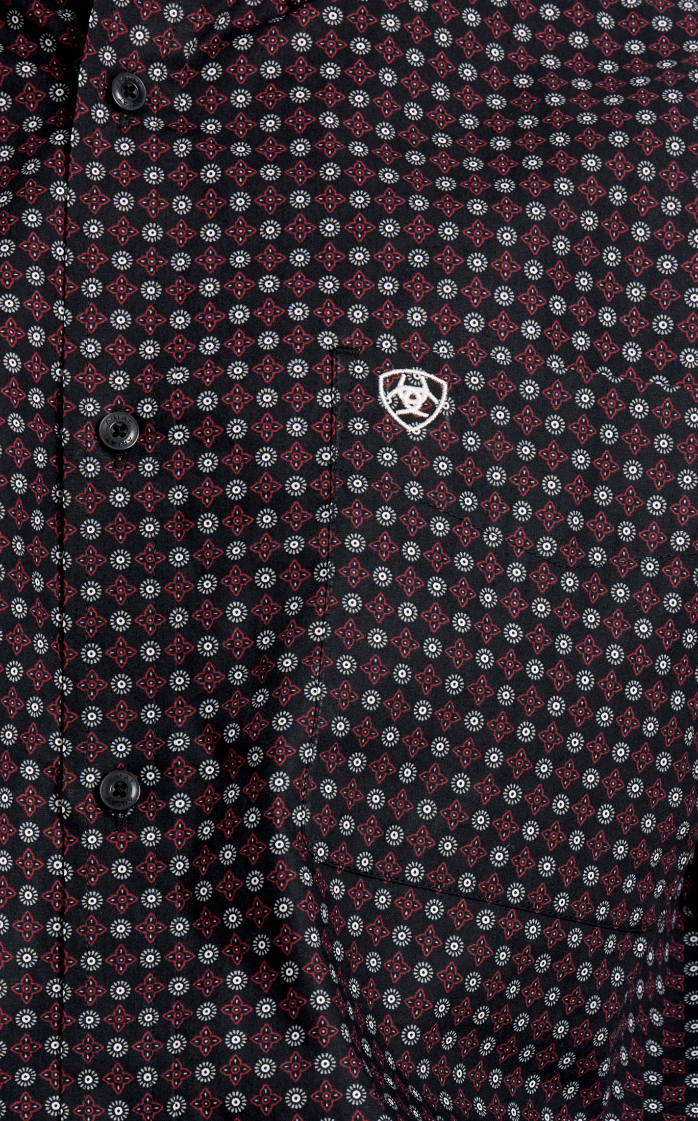 Ariat Men's Malden Black & Burgundy Geo Print Western Shirt  - Image 1