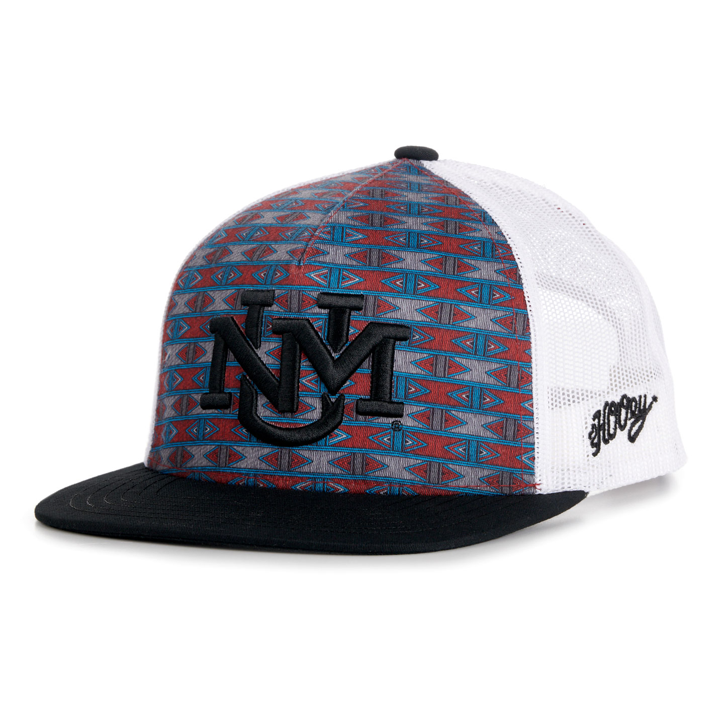 Hooey Collegiate Collection UNM Emblem Aztec & White Flat Bill Cap - Image 1
