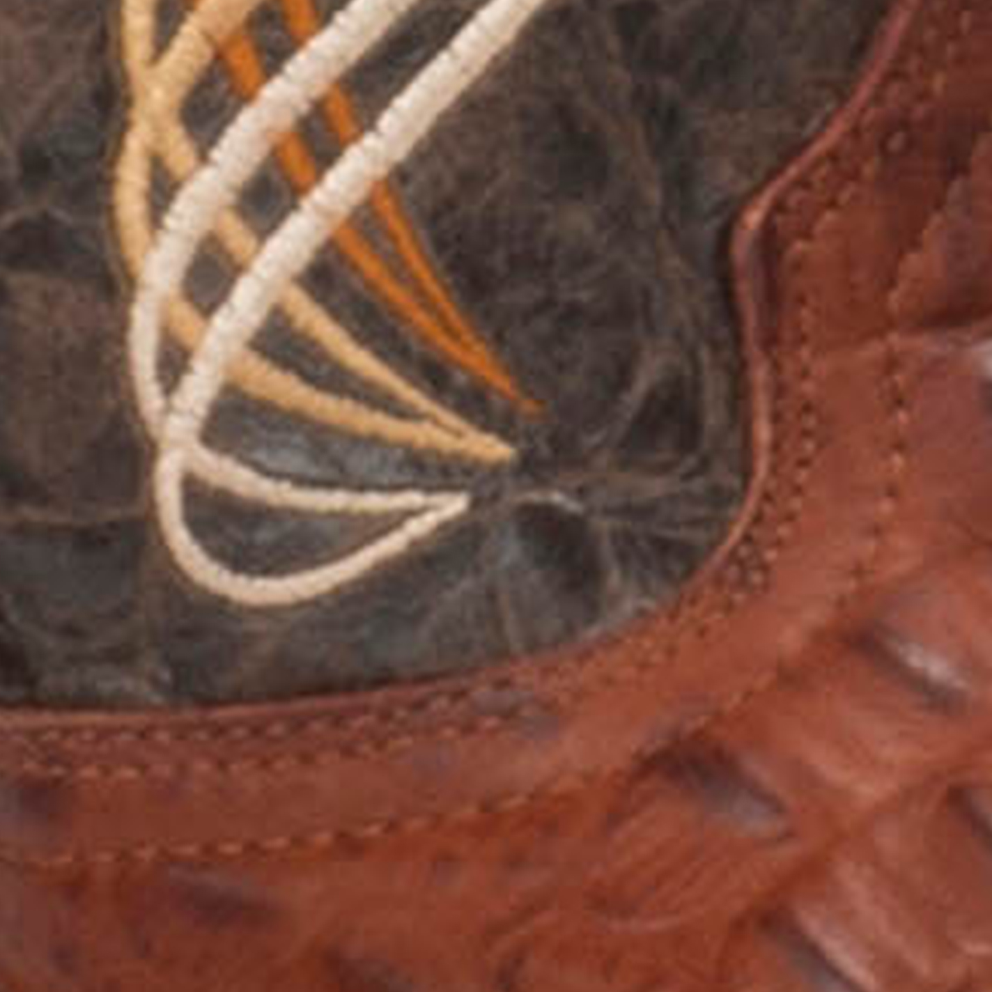Cavender's Men's Cognac Hornback Caiman Print Square Toe Cowboy Boots - Image 1
