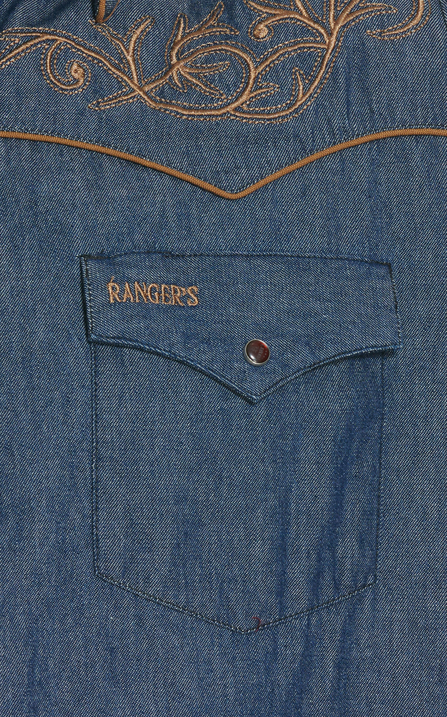 Ranger's Legend Men's Denim & Copper Embroidered Western Shirt - Image 1