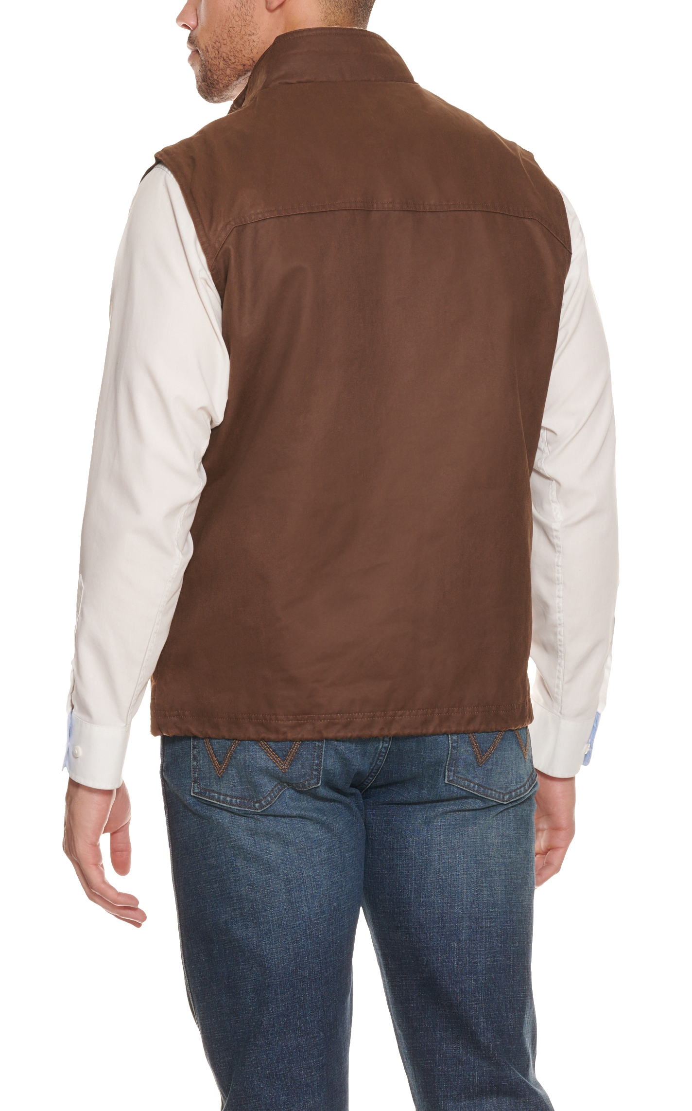 Rafter C Men's Clay Brown Faux Oilskin Vest - Image 1