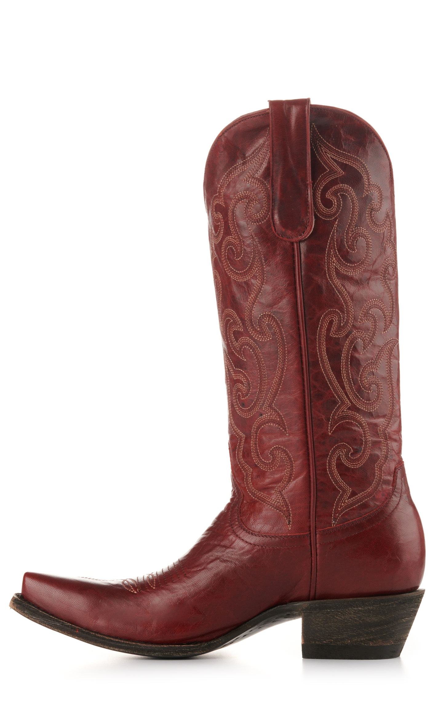 Cavender’s Women’s Red Goat Leather Snip Toe Cowboy Boots - Image 1