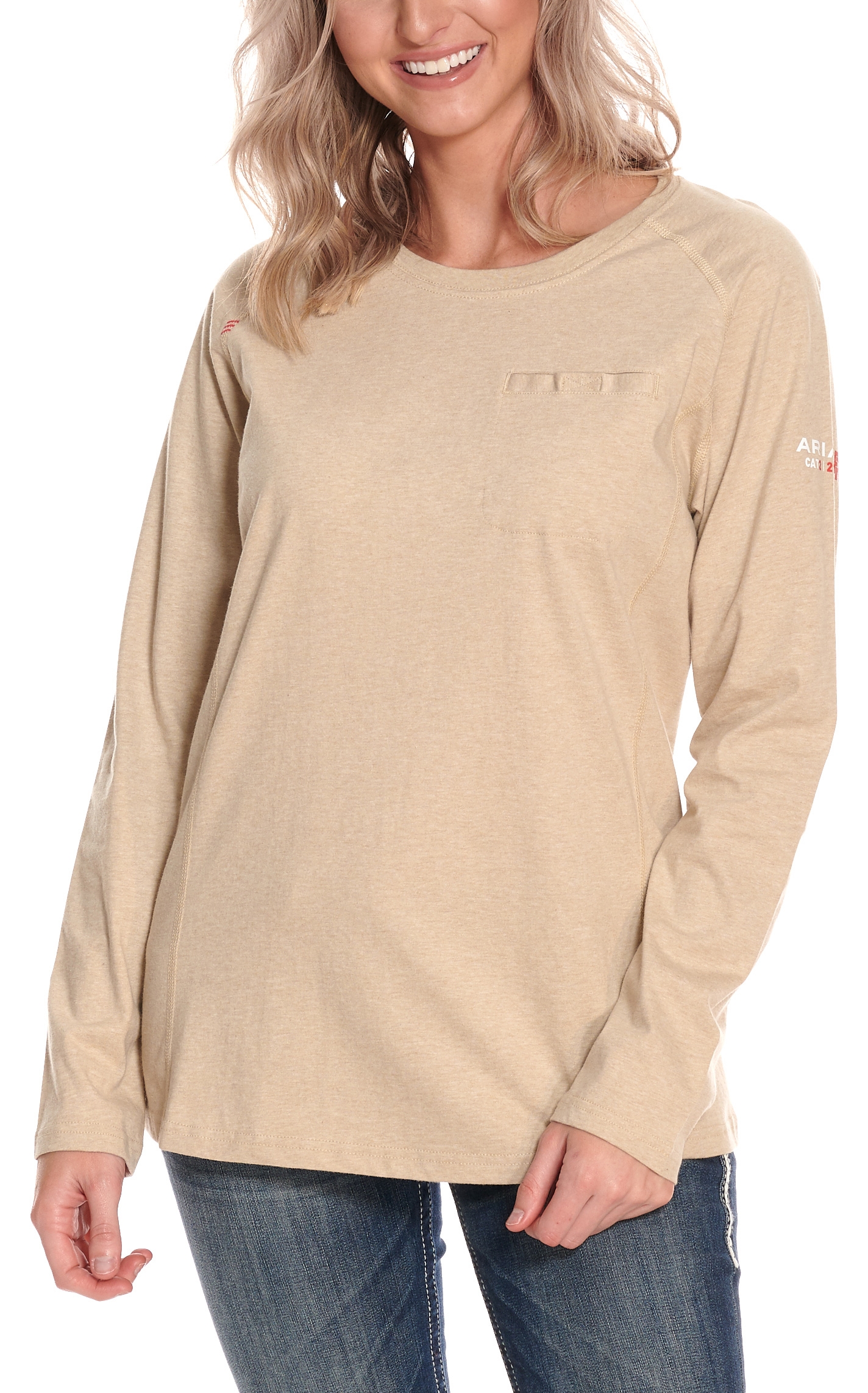 Ariat Women's Air Crew Sand FR Long Sleeve T-Shirt - Image 1