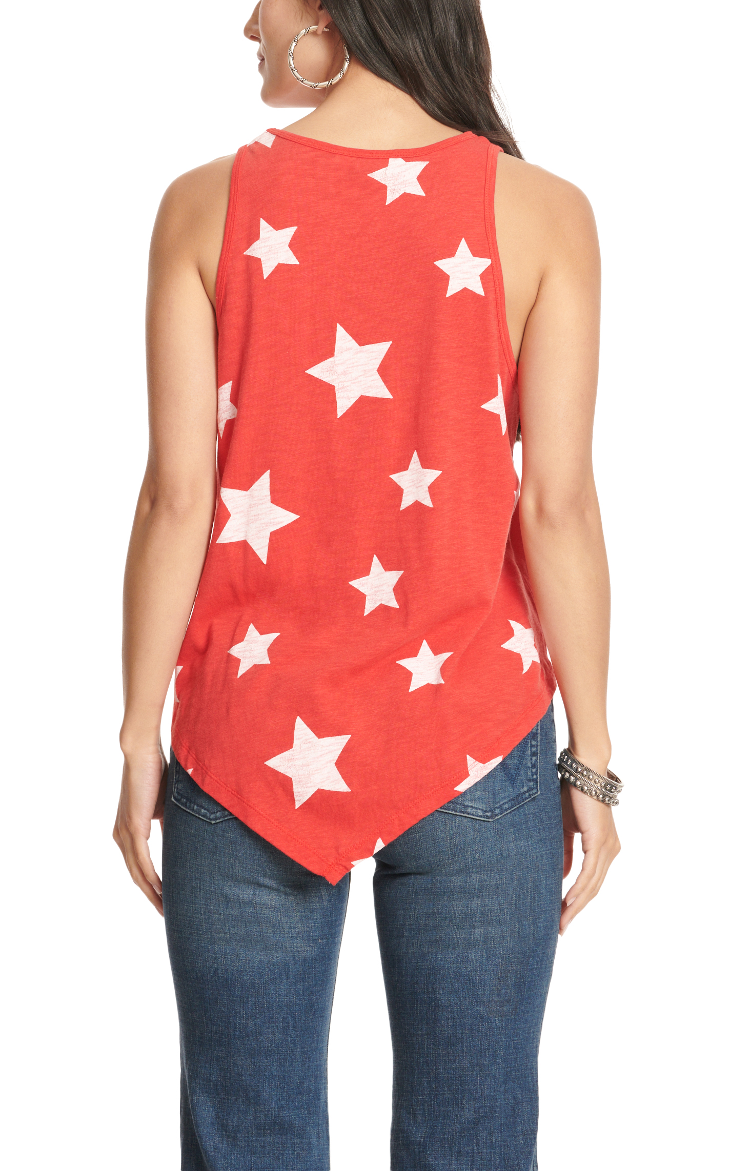 Wrangler Women's Red & White Star Print Pointed Hem Tank Top - Image 1