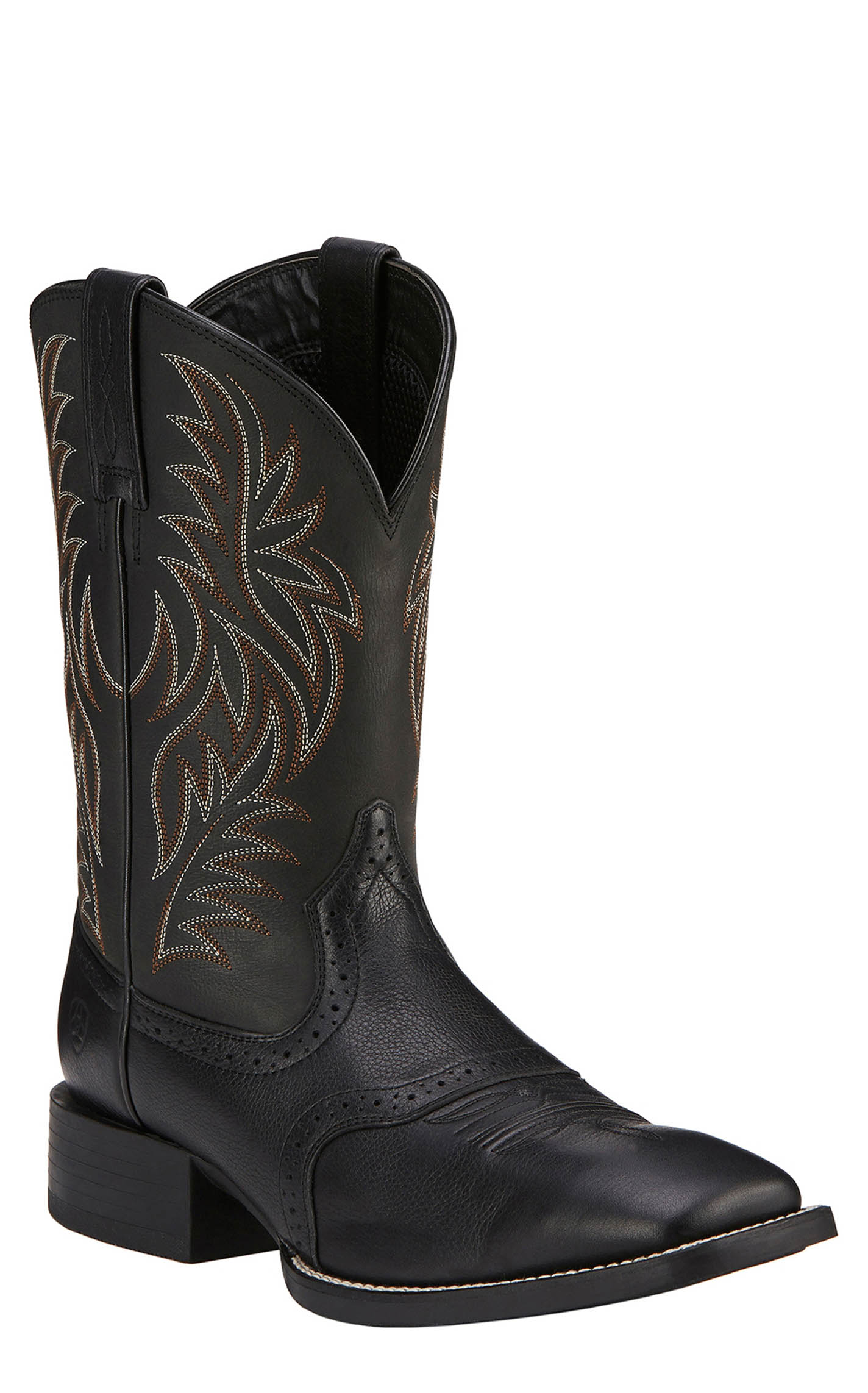 Ariat Men's Sport Black Wide Square Toe Cowboy Boots - Image 1