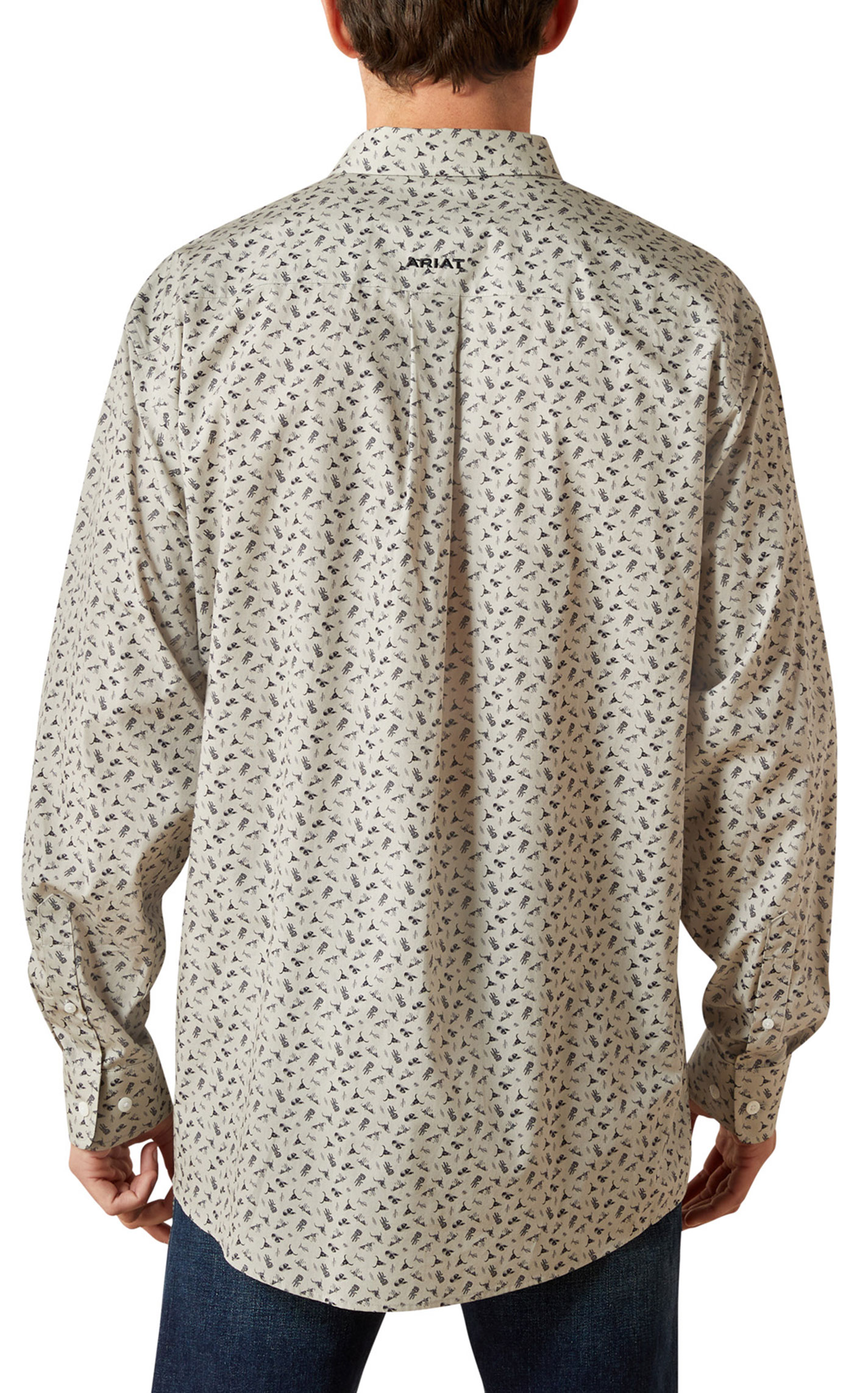 Ariat Men's Light Olive Steer Head Print Western Shirt  - Image 1
