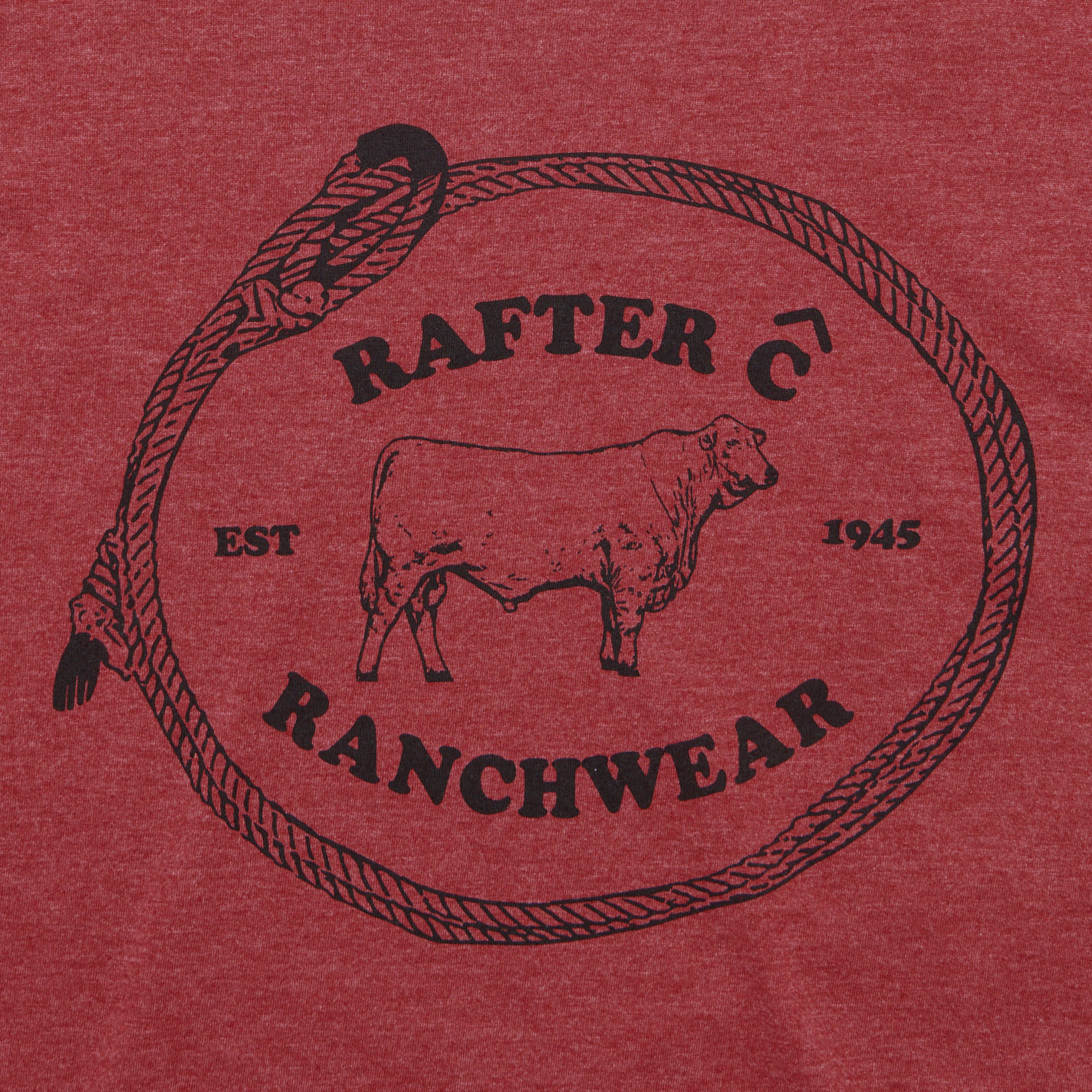 Rafter C Men's Heather Cardinal Ranch Graphic T-Shirt - Image 1
