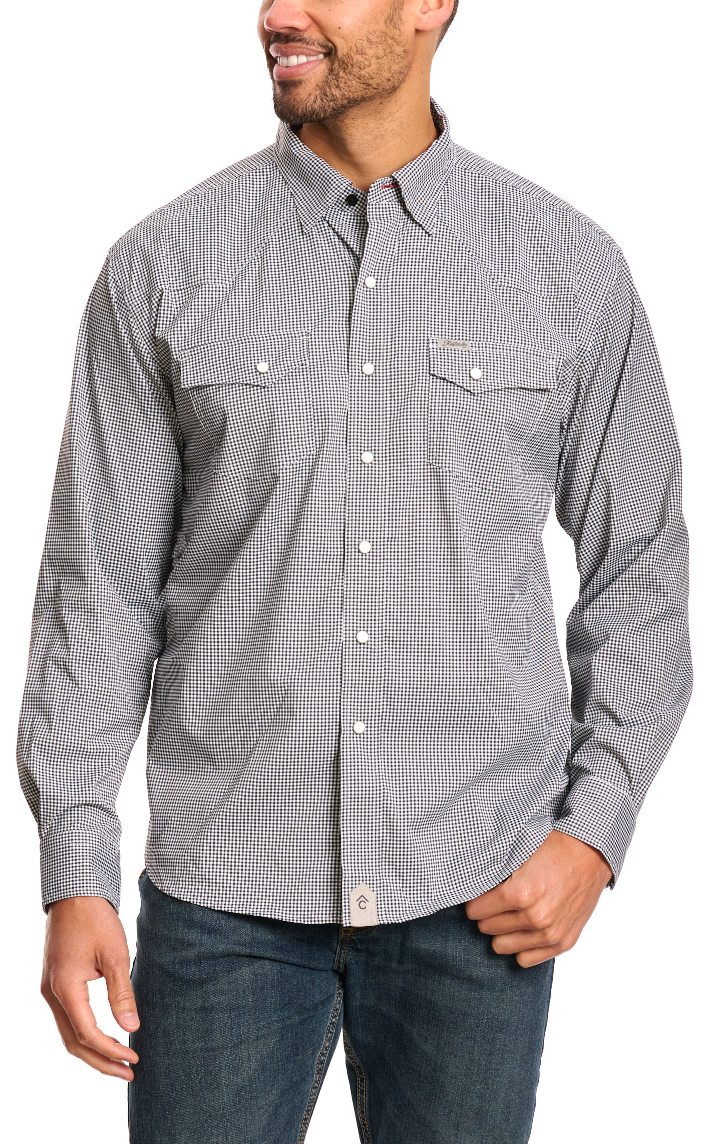 Rafter C Outdoors Men's Black Gingham Lefty Fishing Shirt - Image 1