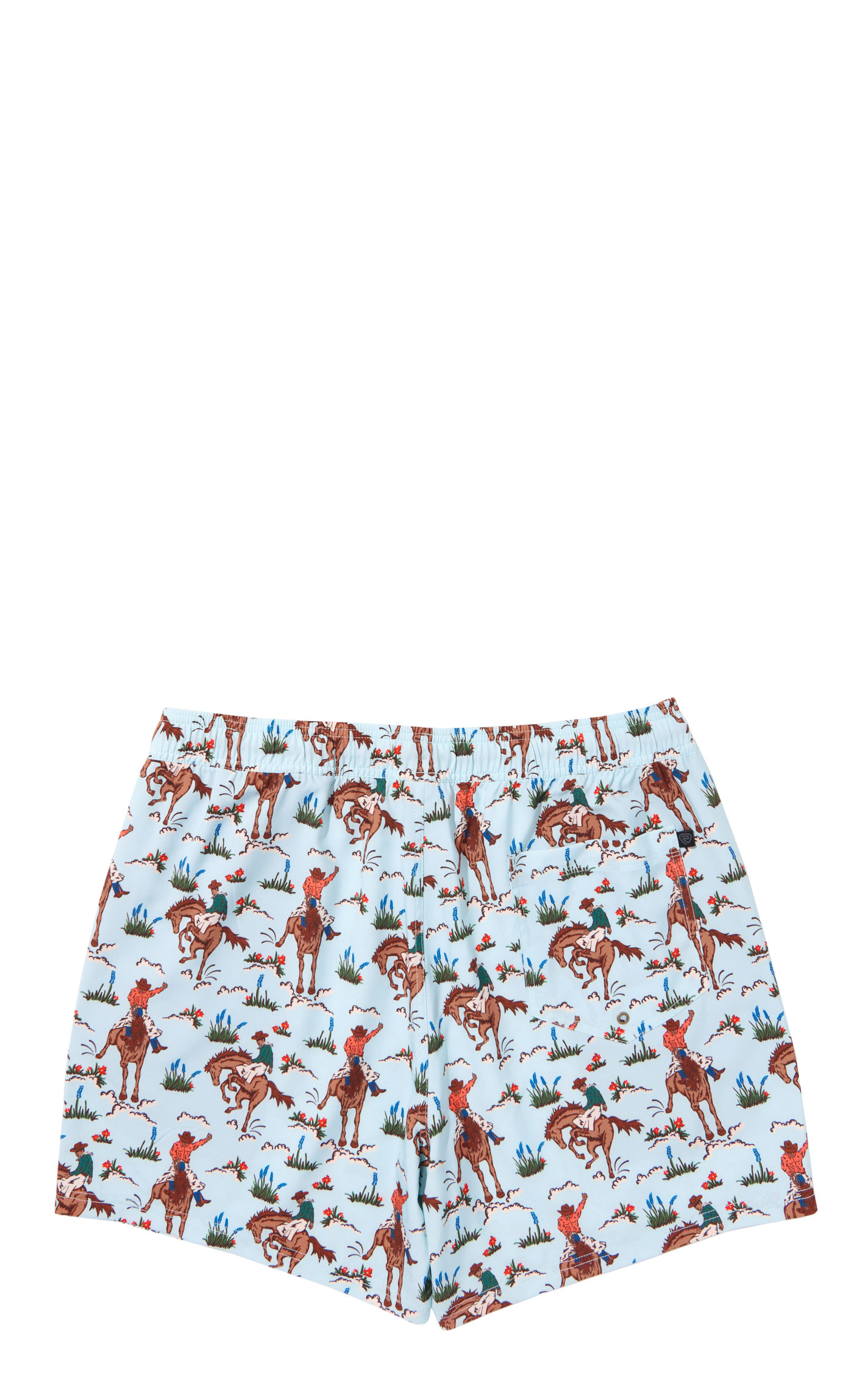 Panhandle Slim Men's Sky Blue Bronco Print Swim Trunks - Image 1