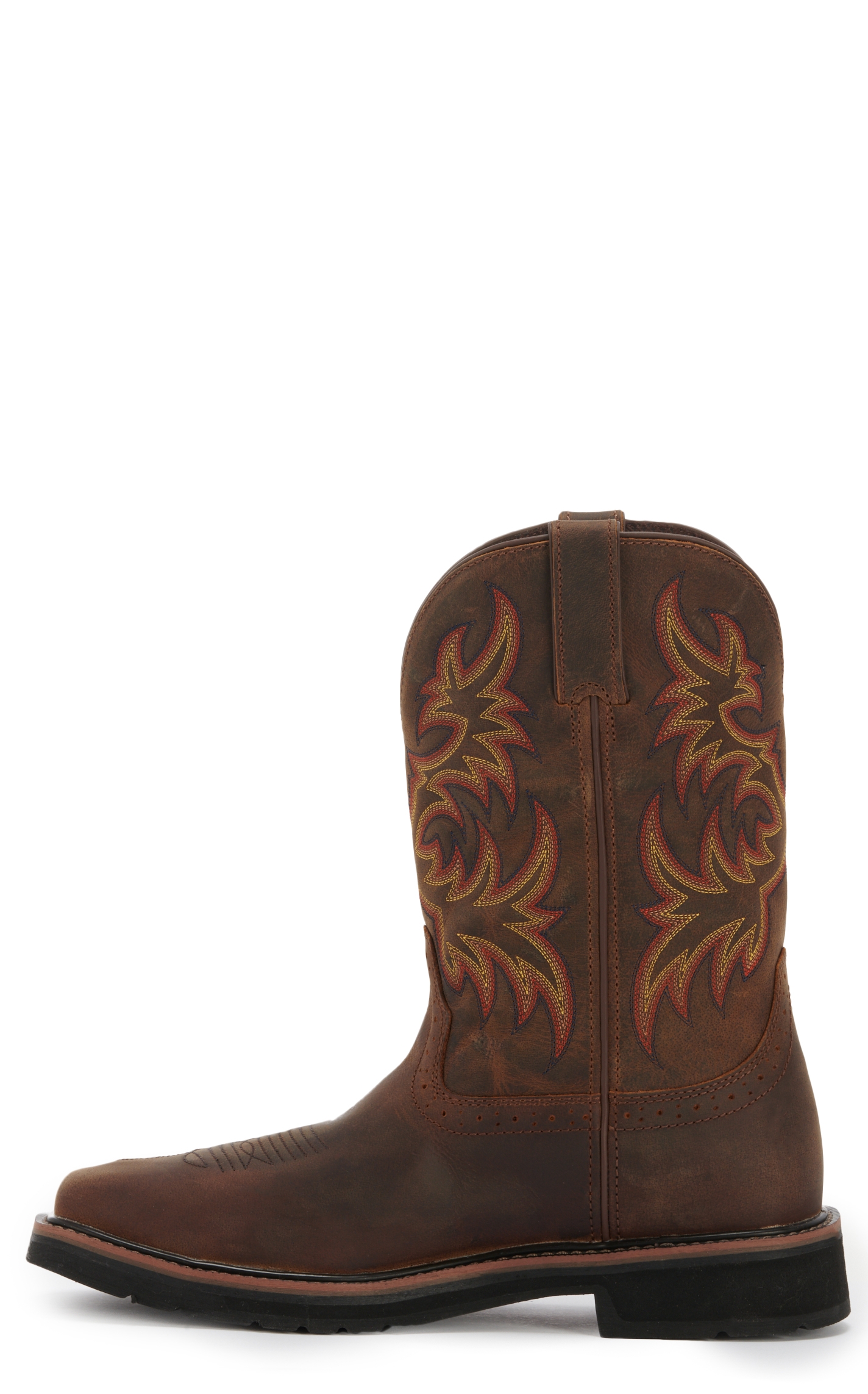 Justin Men's Stampede Driller Dark Brown Square Steel Toe Work Boot - Image 1